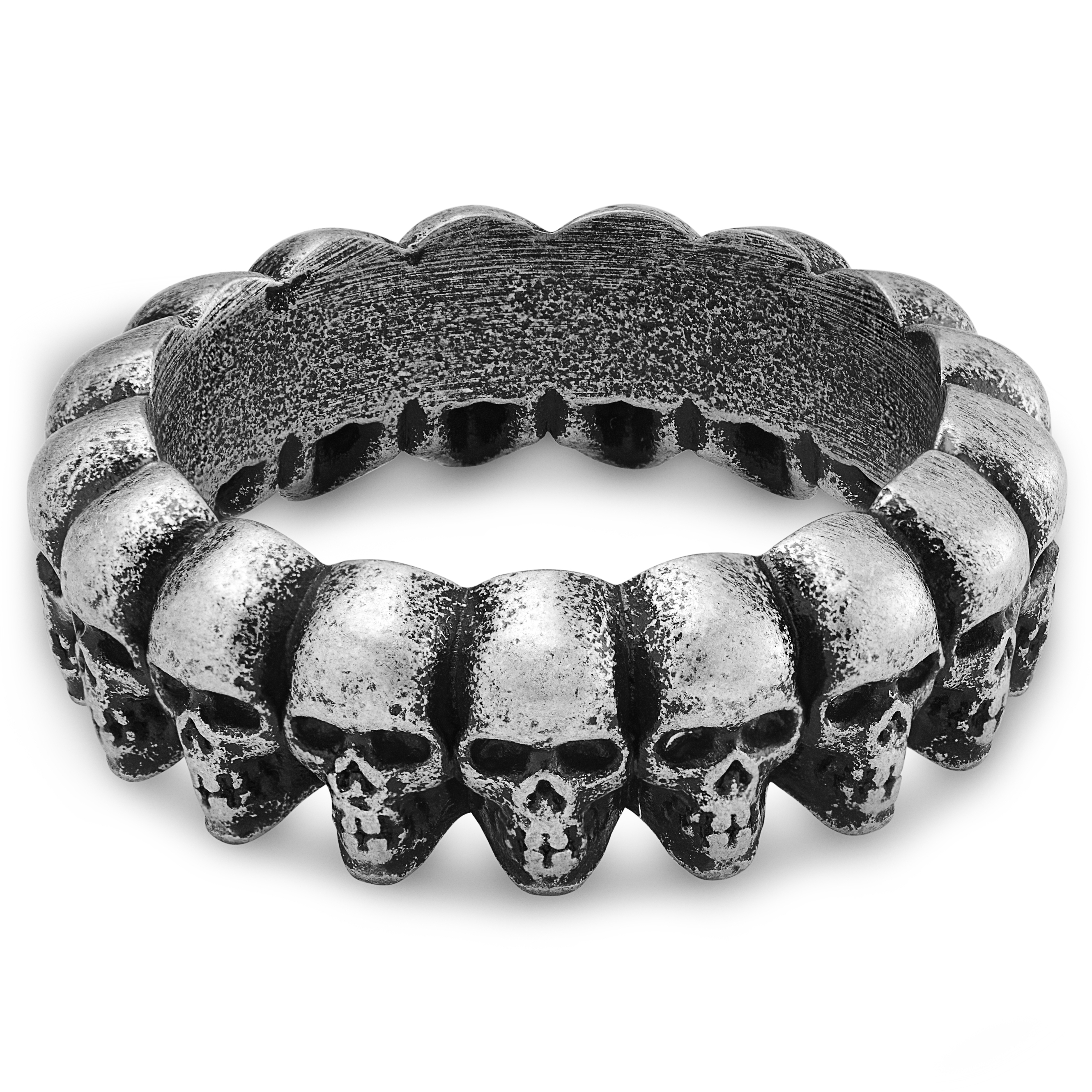 Aspero | 8 mm Silver-tone Stainless Steel Skulls Ring - 2