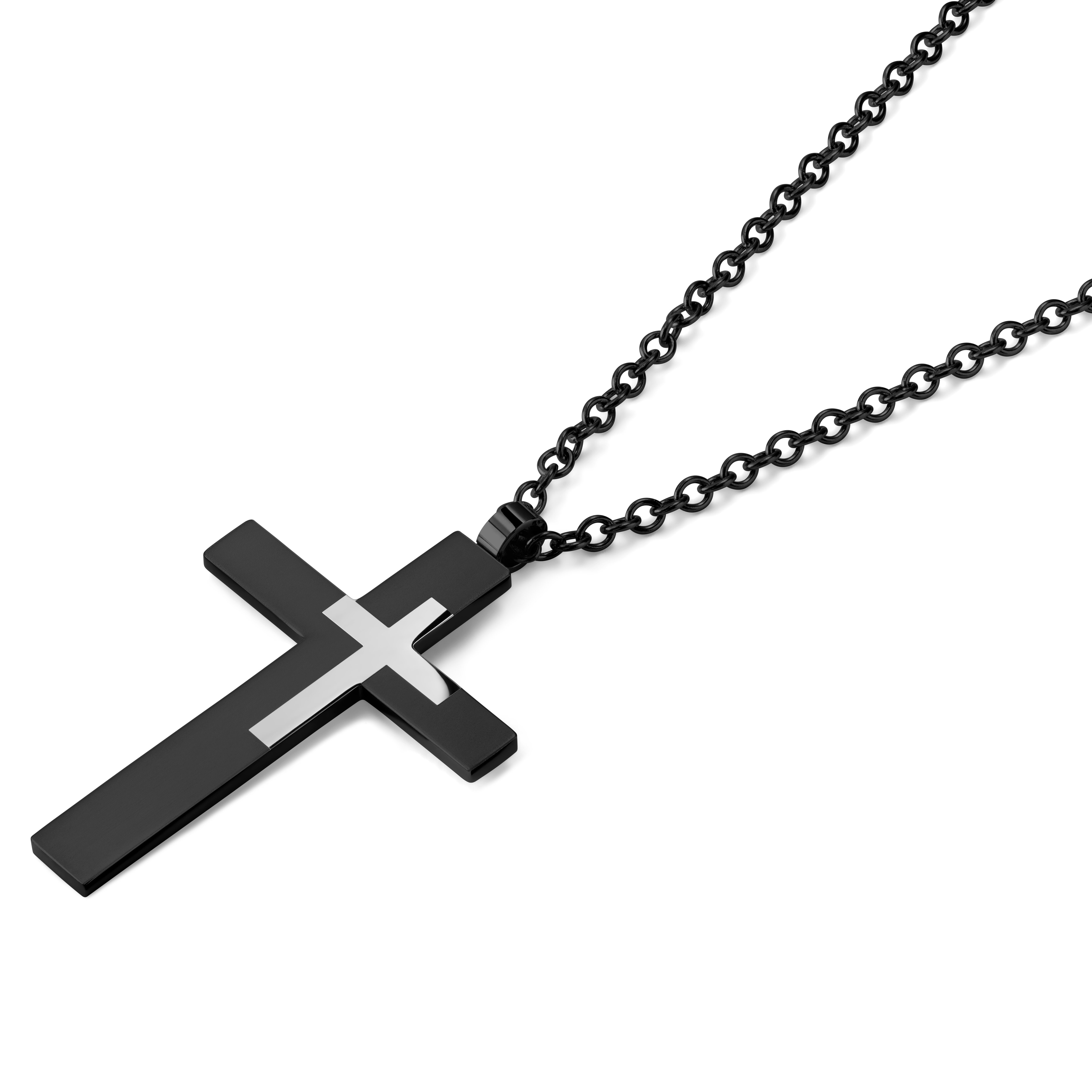 Iconic, Brown Leather With Silver-Tone Stainless Steel Cross Necklace, In  stock!, Lucleon in 2023