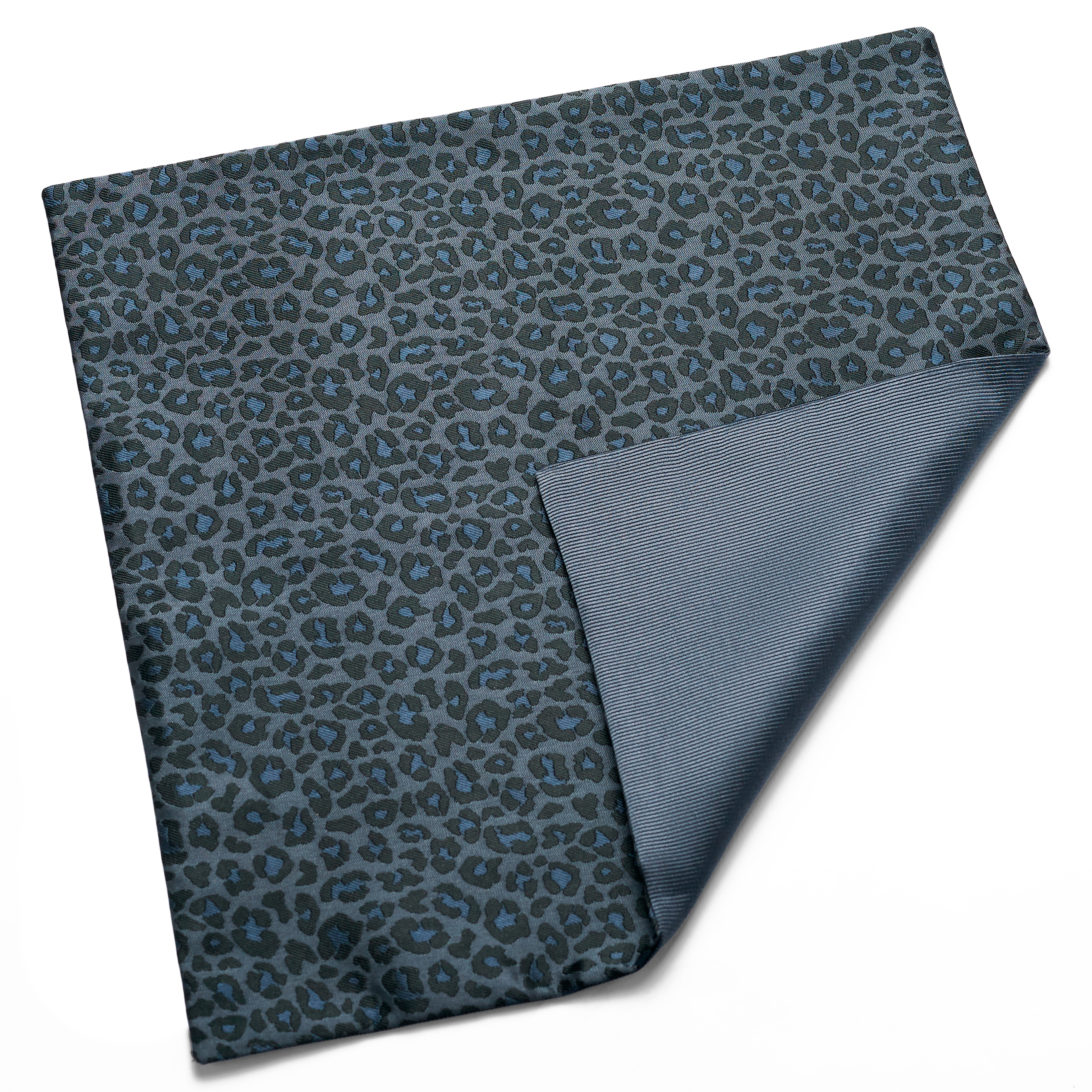 Grey Double-Sided Pocket Square with Leopard Pattern - 2