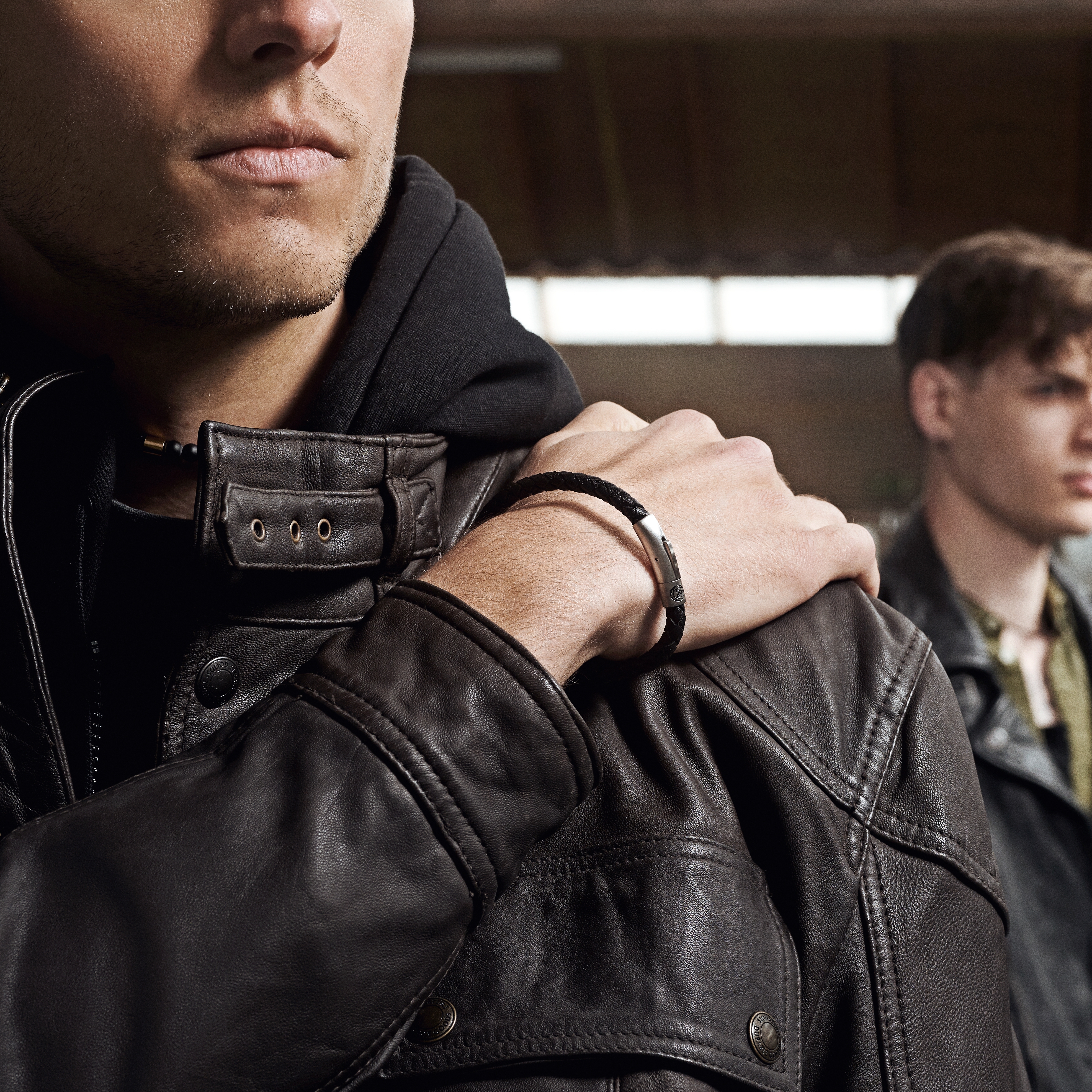 Bolo | Black Leather Rope & Stainless Steel Bracelet | In