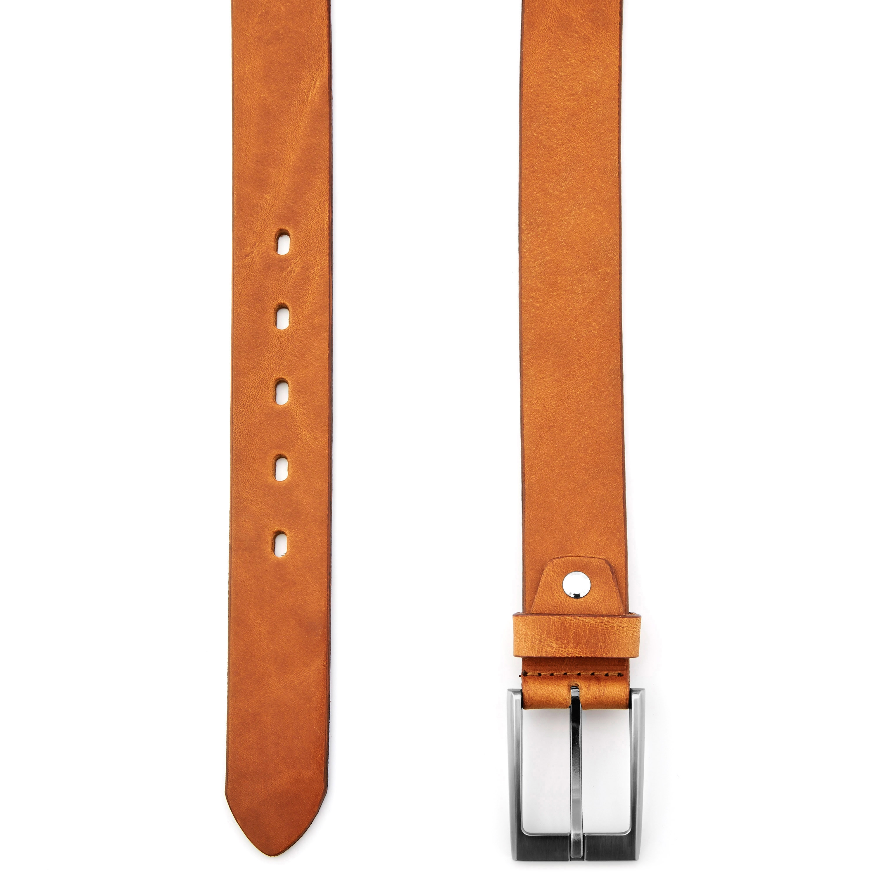 Textured Light Brown Leather Belt - 2