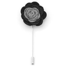 Čierno-sivá kvetina do klopy Soft
