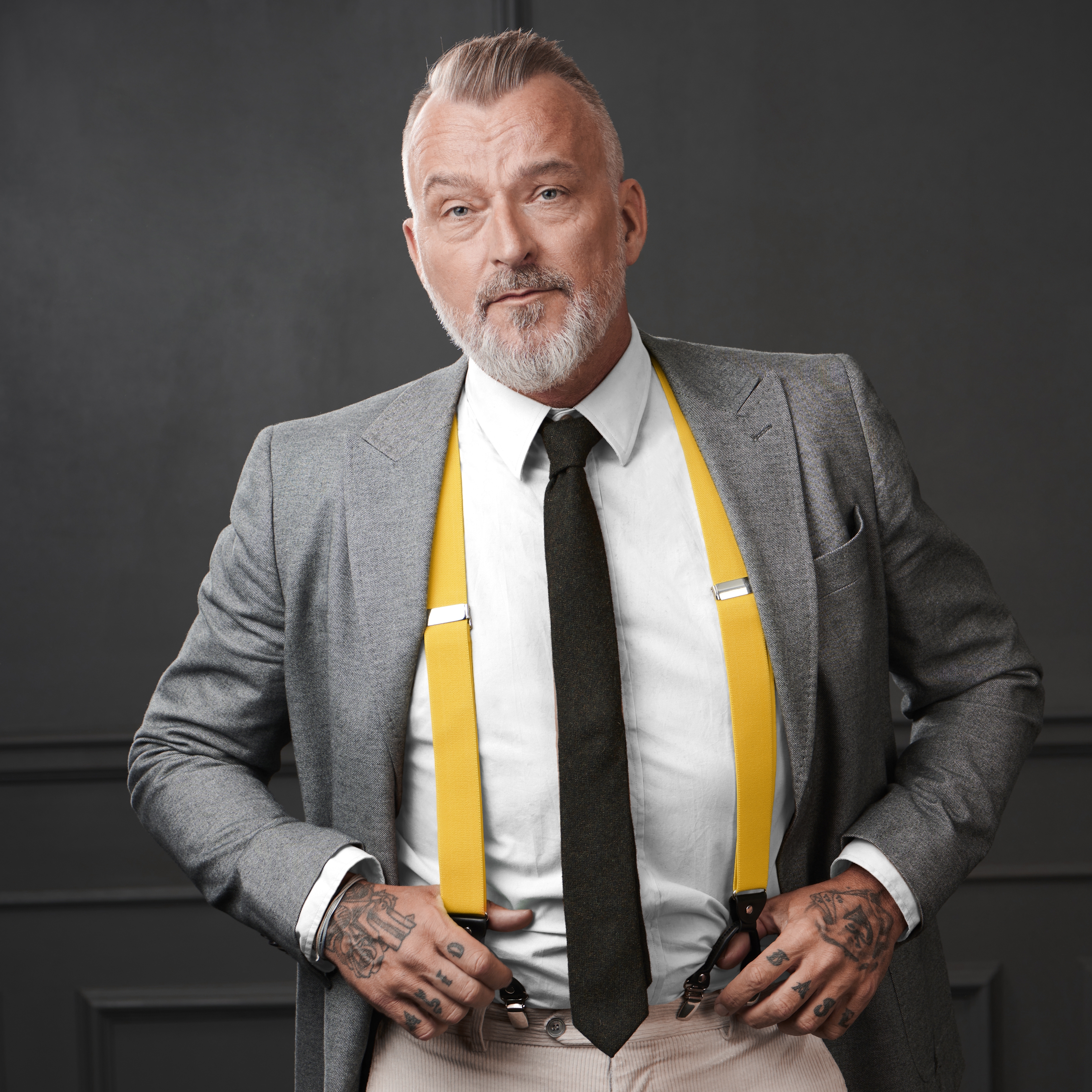 Bretelles larges à pinces jaune doré - 5