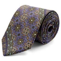 Purple & Green Patterned Silk Tie