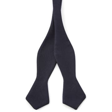Textured Dark Navy Self-Tie Bow Tie