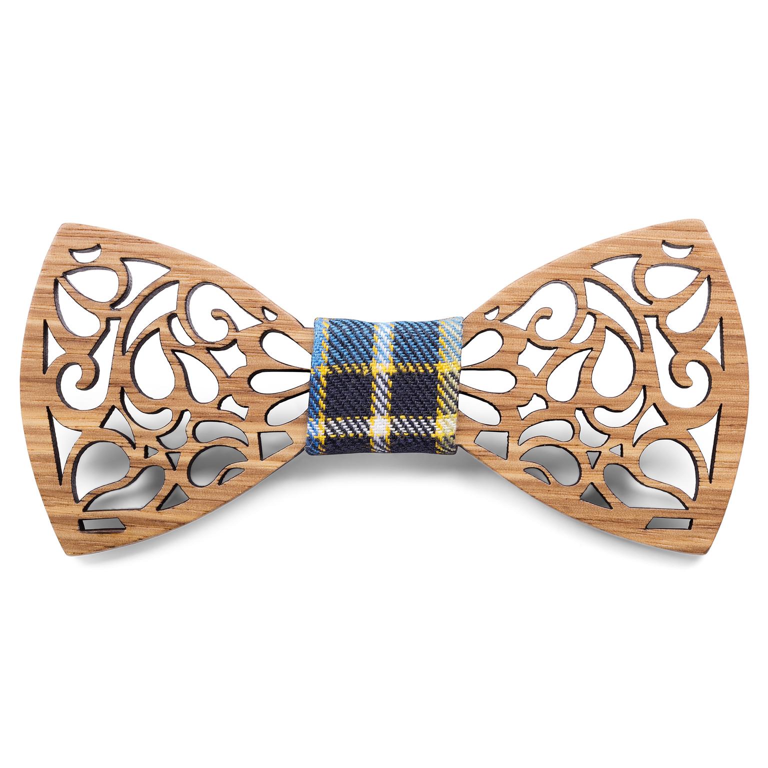 Butterfly Zebrawood Bow Tie With Colourful Cloth Centerpiece Butterfly Zebrawood Bow Tie With Colourful Cloth Centerpiece