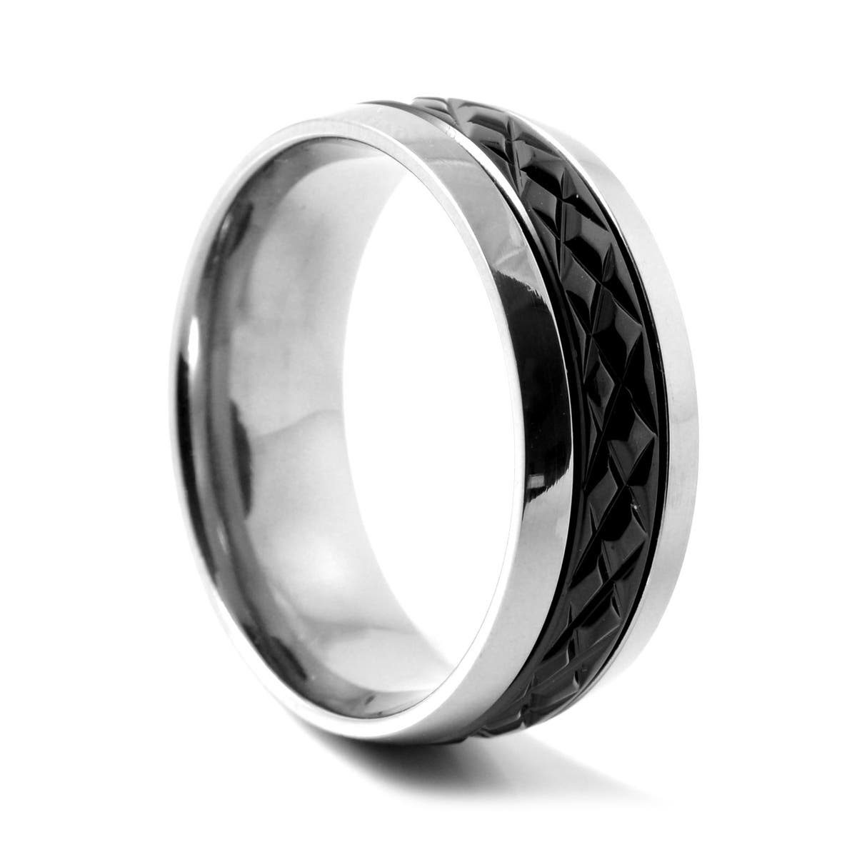 Anello di titanio con motivo centrale nero Disponibile! Fort Tempus