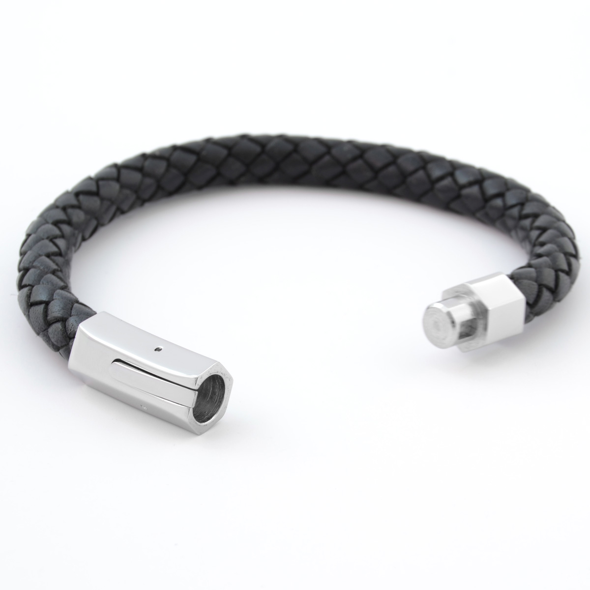 Solid Masculine Boloflettet Leather Bracelet - 3