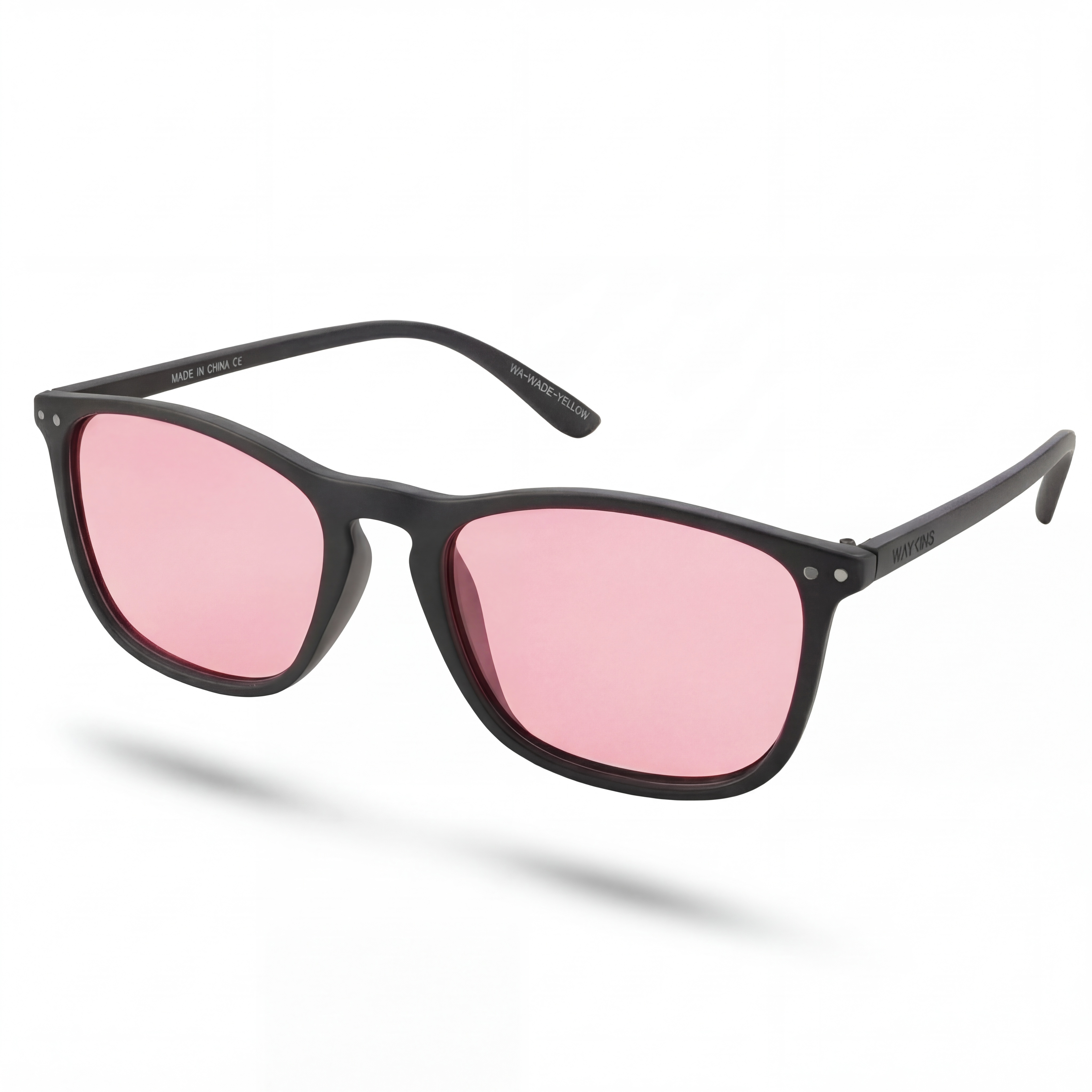 Wade | Rechteckige Sonnenbrille mit pinker Linse & schwarzem Rahmen - 2