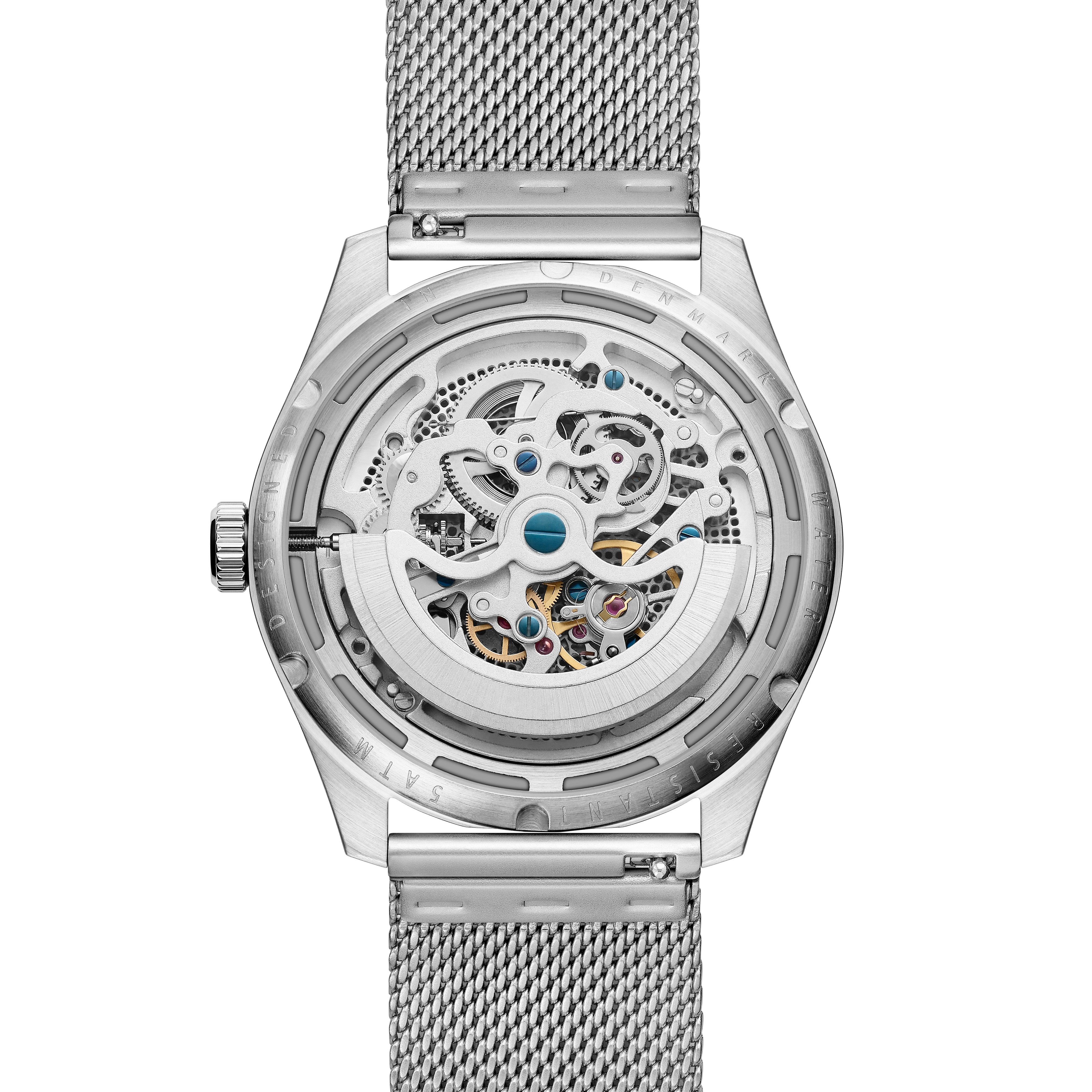 Calin | Silver-tone Transparent Automatic Skeleton Watch - 4
