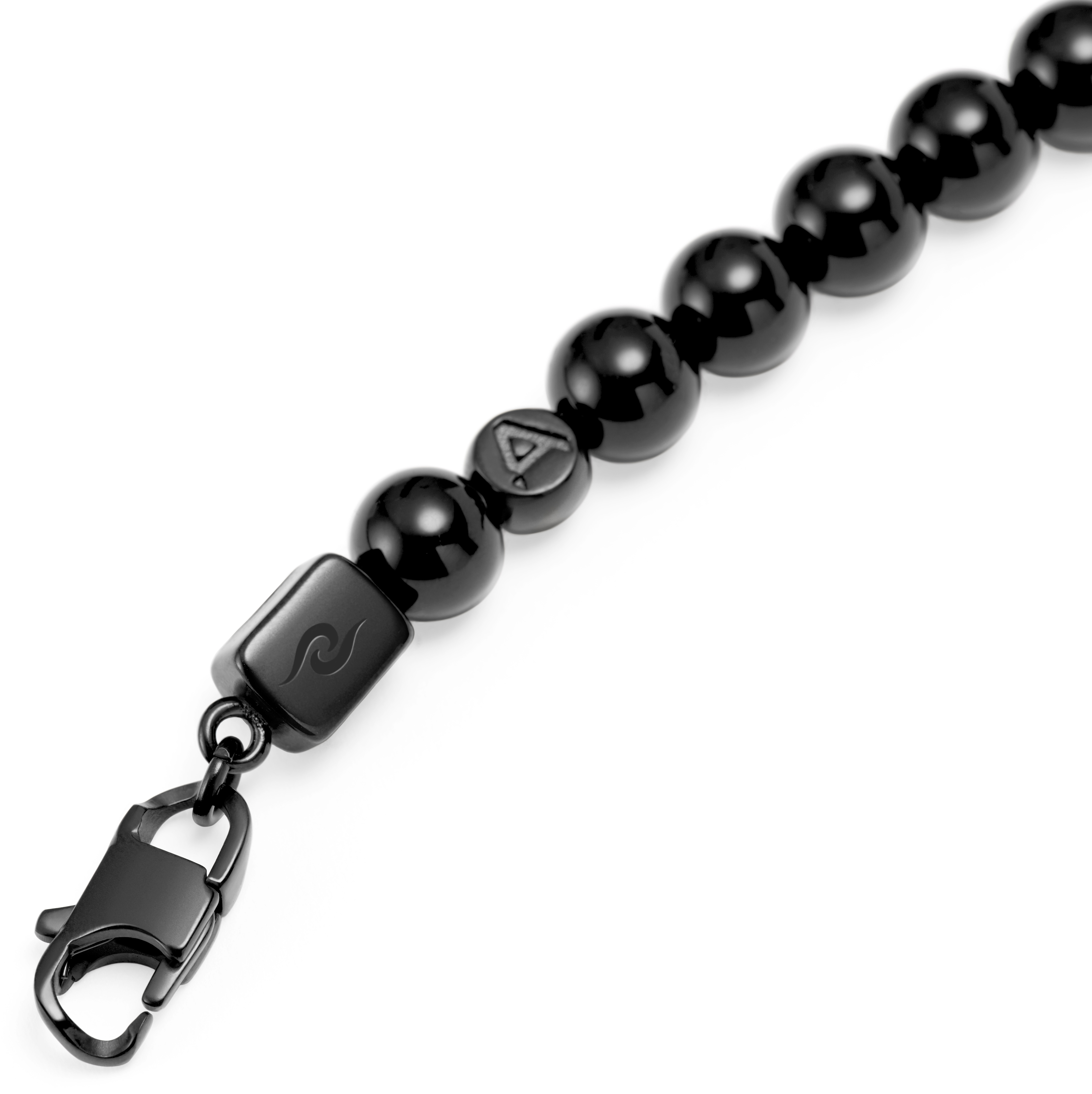 Men's Black Volcanic Lava Rock Bead Bracelet | 8mm Beads With Stainless Steel Skull Charms & Curb Chain - View #7