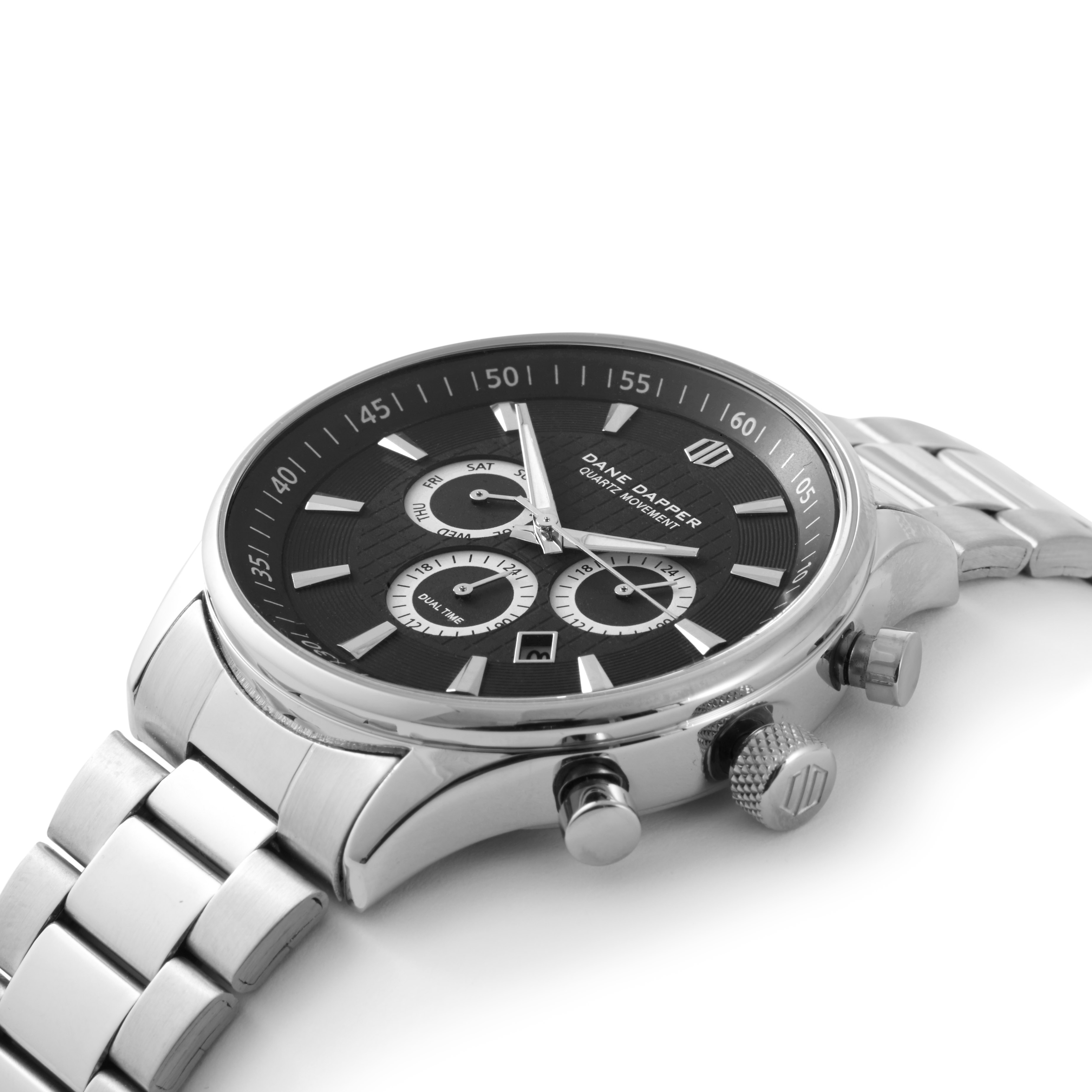 Srebrno-tonirana in črna veriga Troika ura - 2