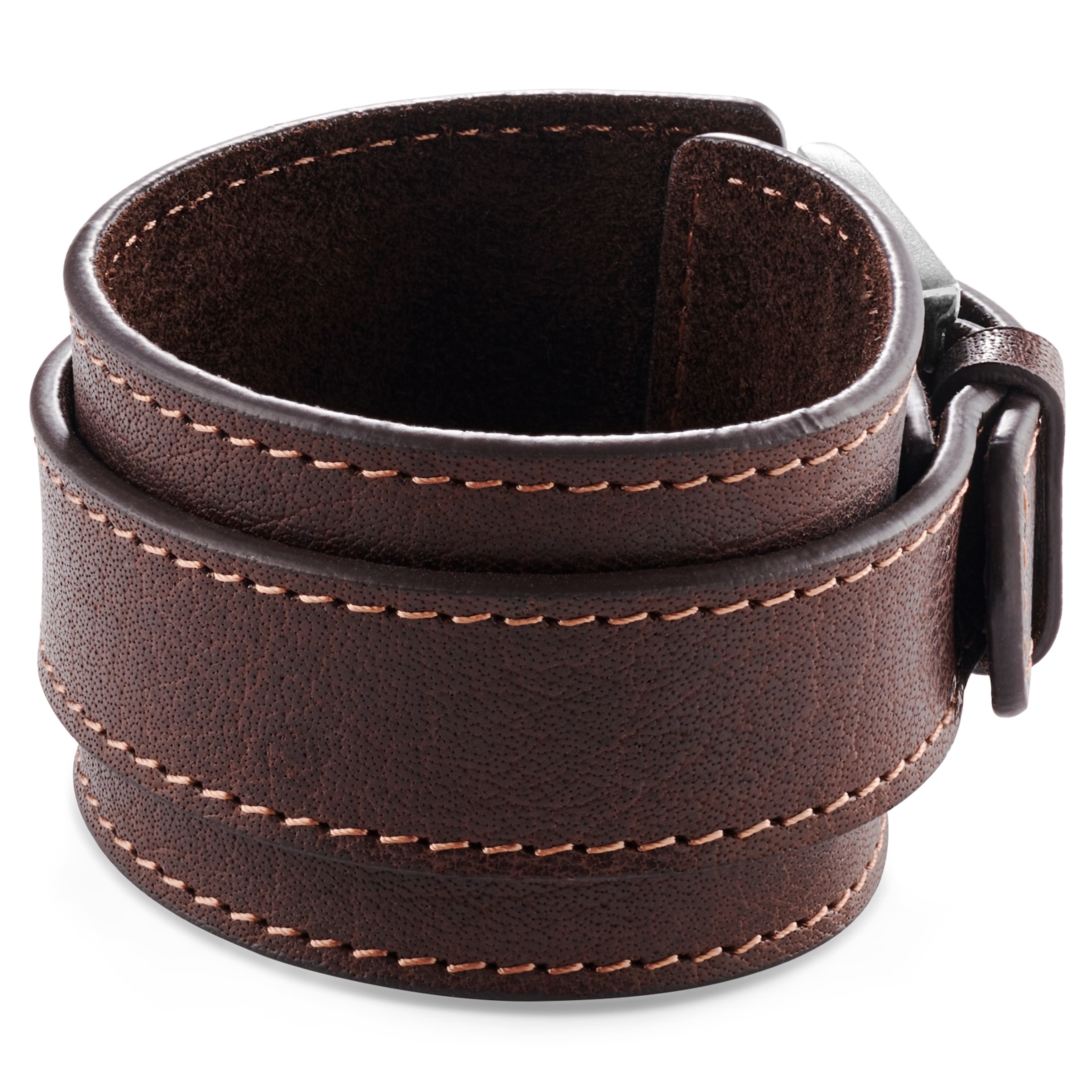 Gladius | Brown Full Grain Buffalo Leather Pin Bracelet
