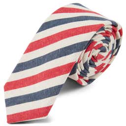 Corbata de rayas azules y rojas