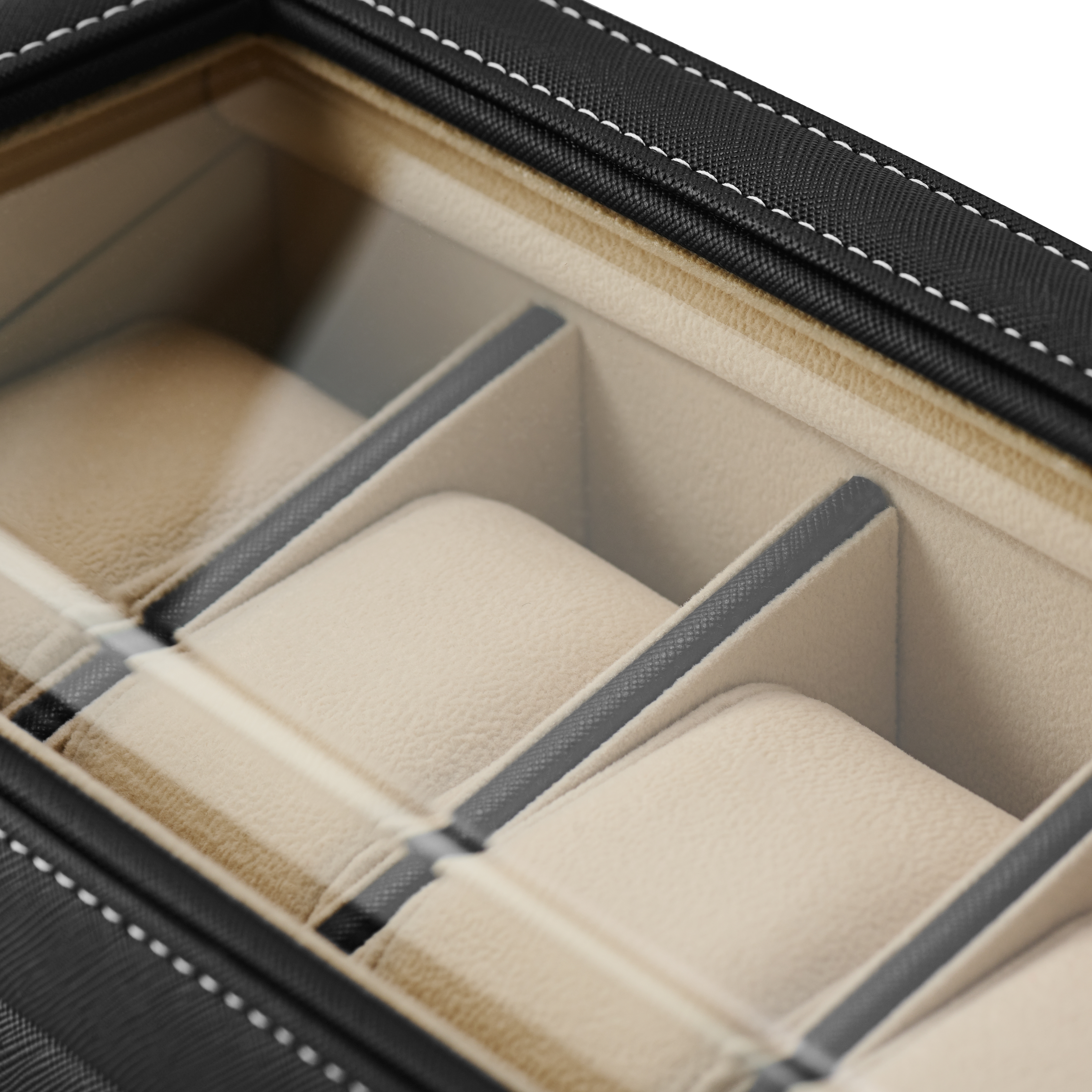 Uhrenbox mit 5 Fächern aus schwarzem Leder - 4