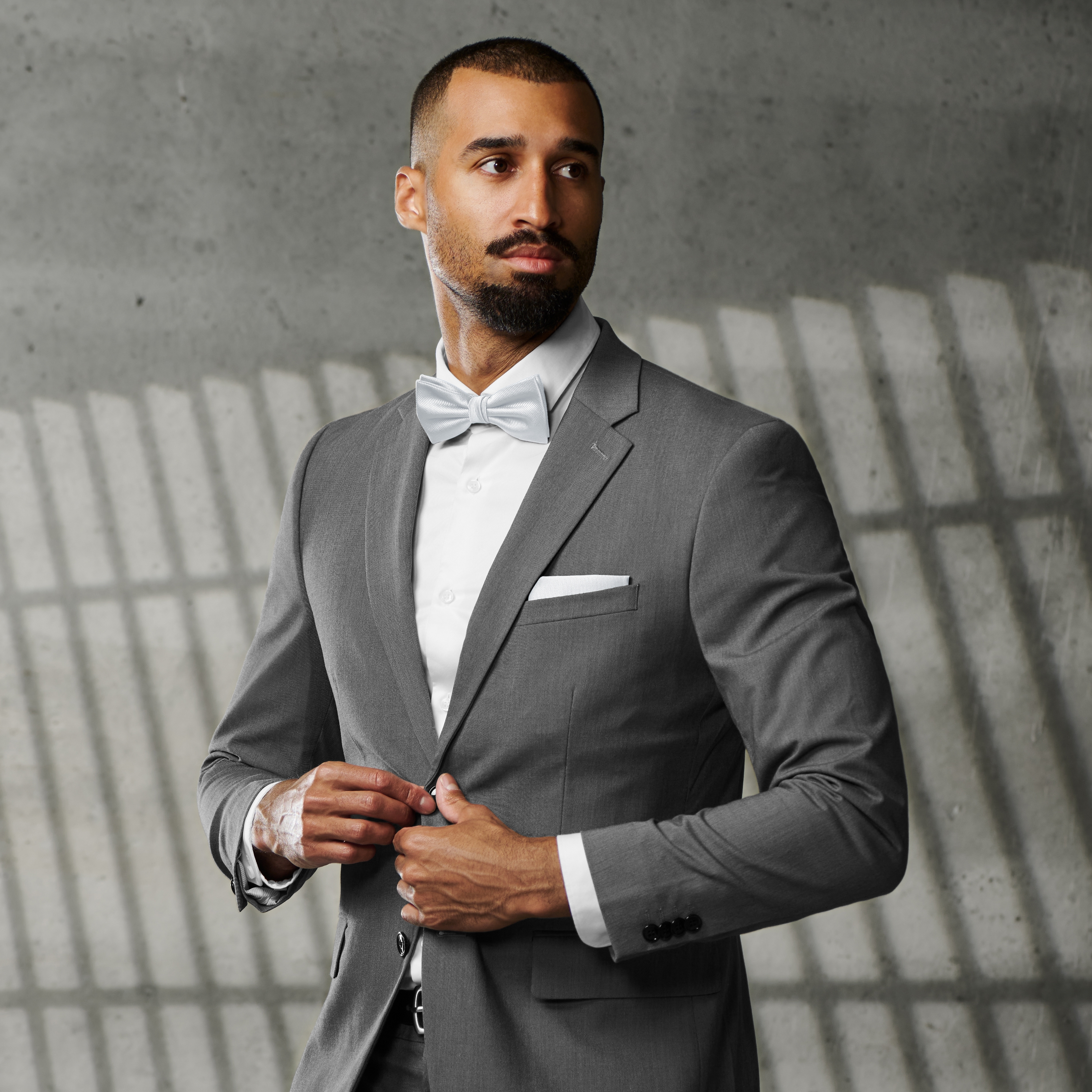 Nœud papillon pré-noué en tissu gros-grain blanc - 2