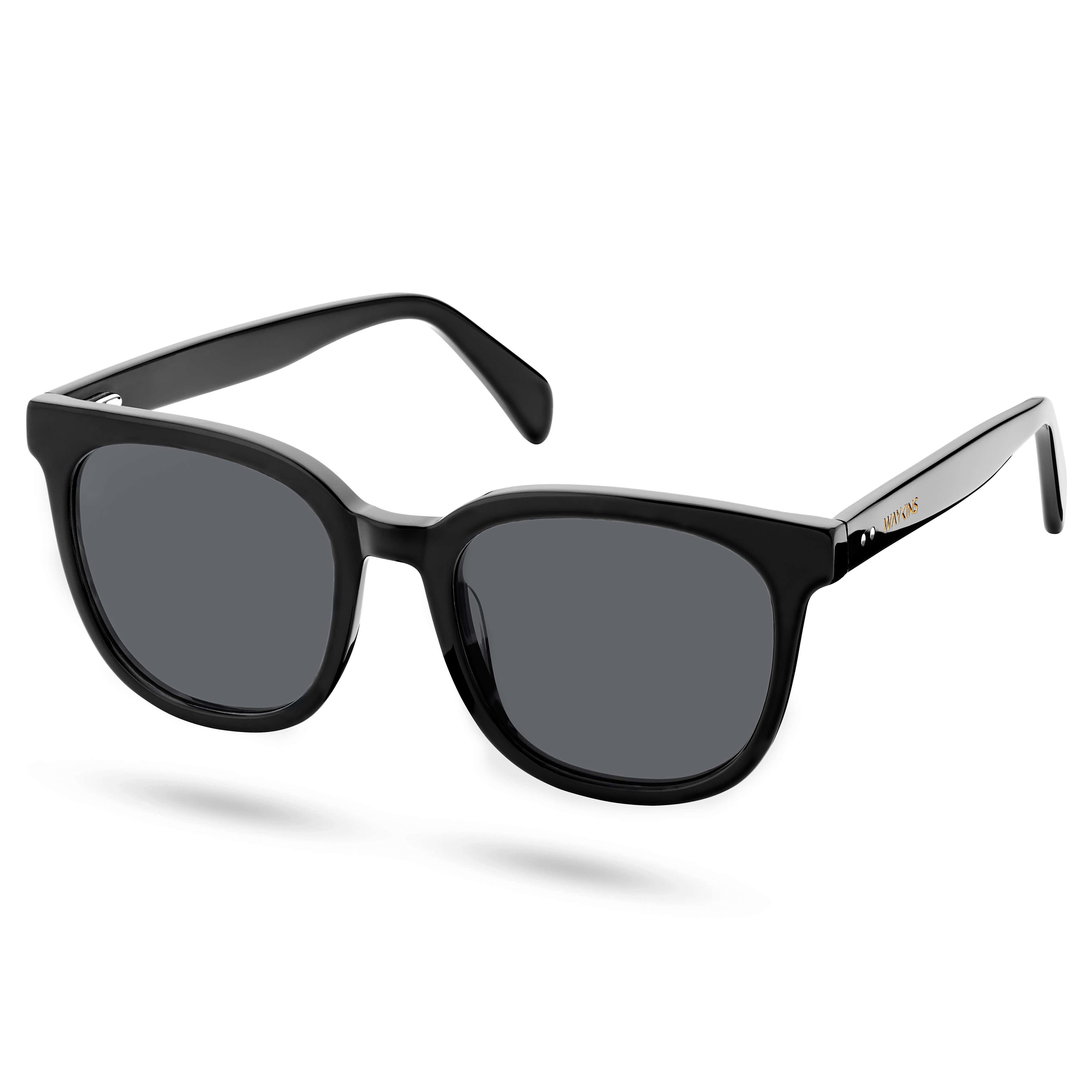 Retro Black Polarised Smokey Sunglasses