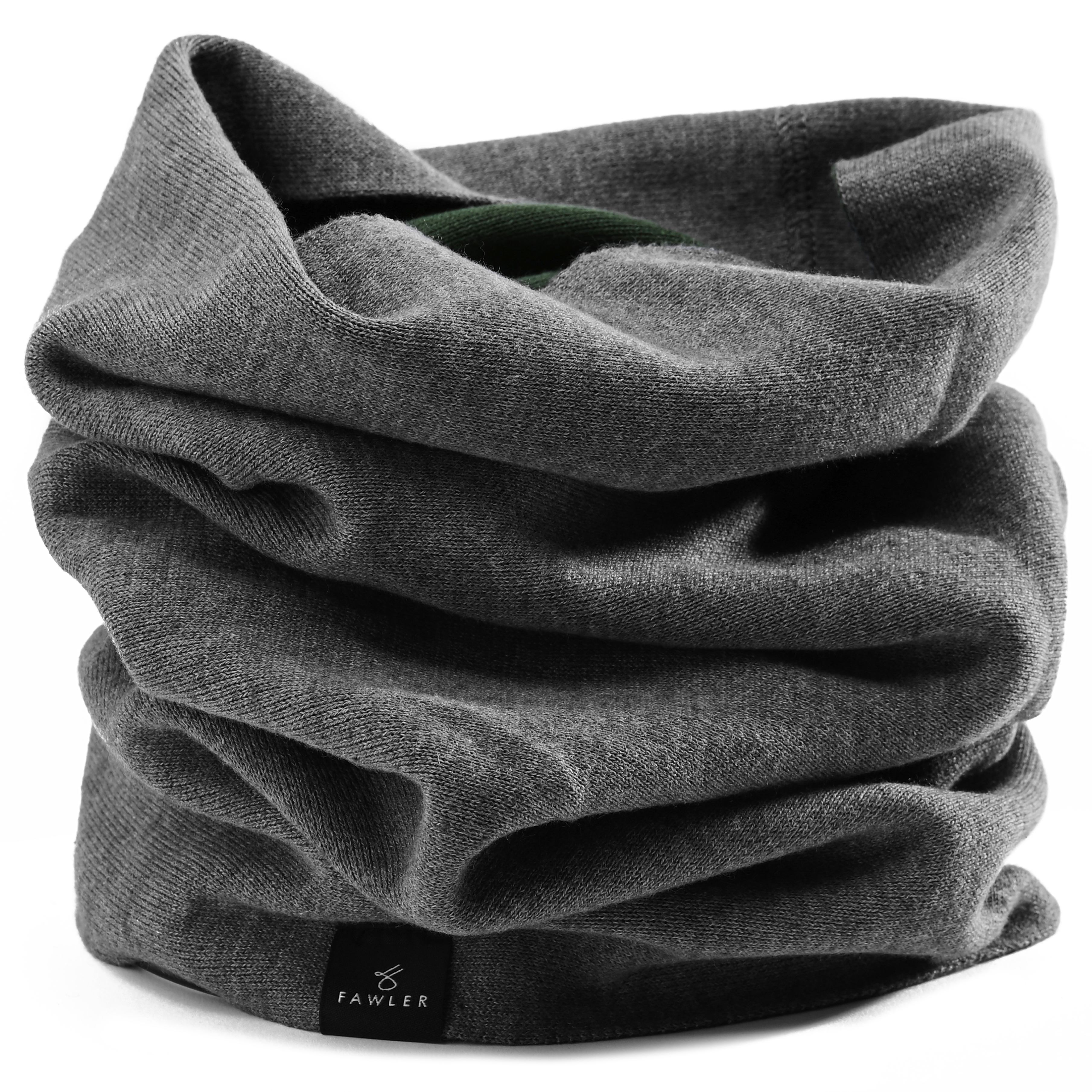 Green & Grey Cotton Mix Reversible Tube Scarf - 2