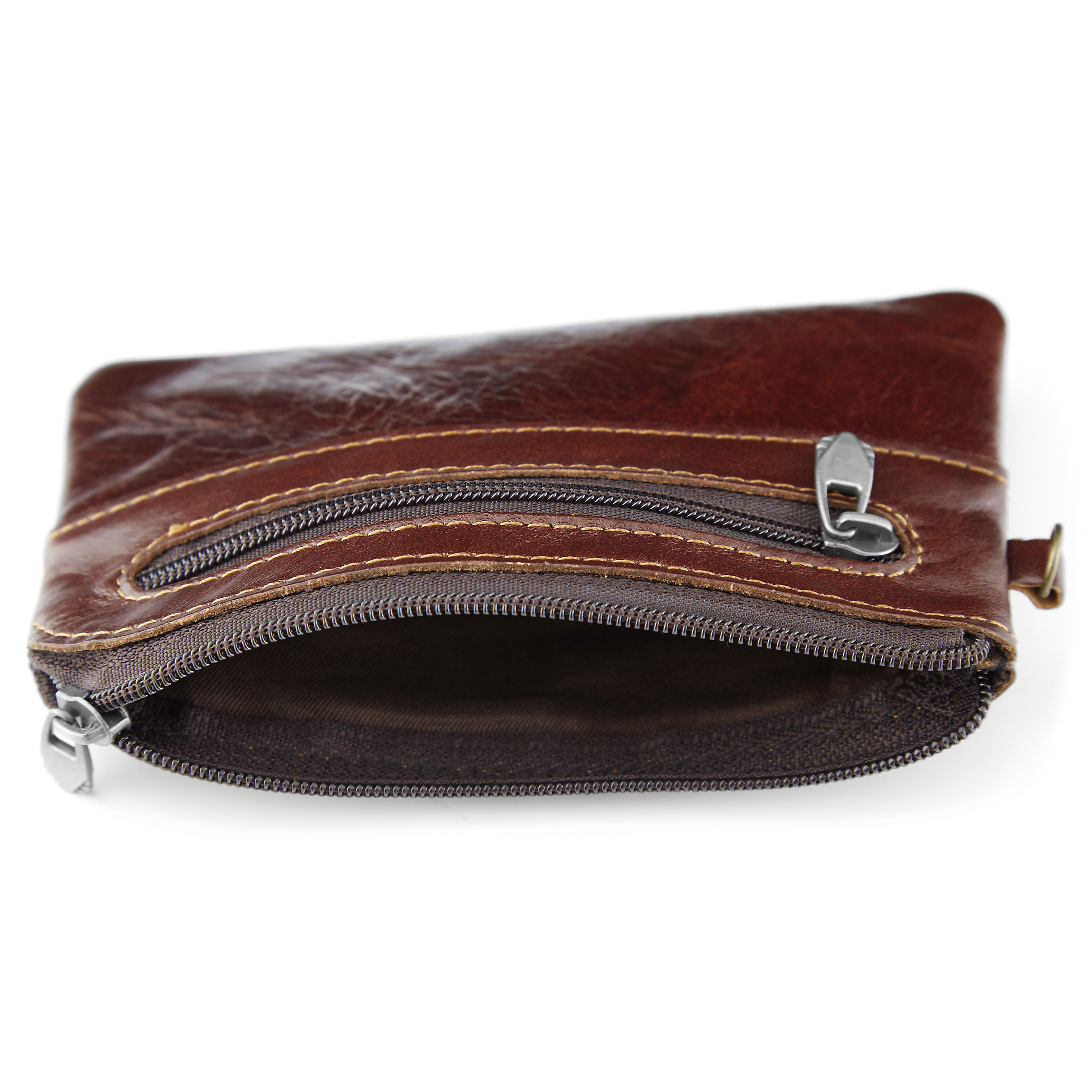 Braune Mini Leder Geldbörse - 2