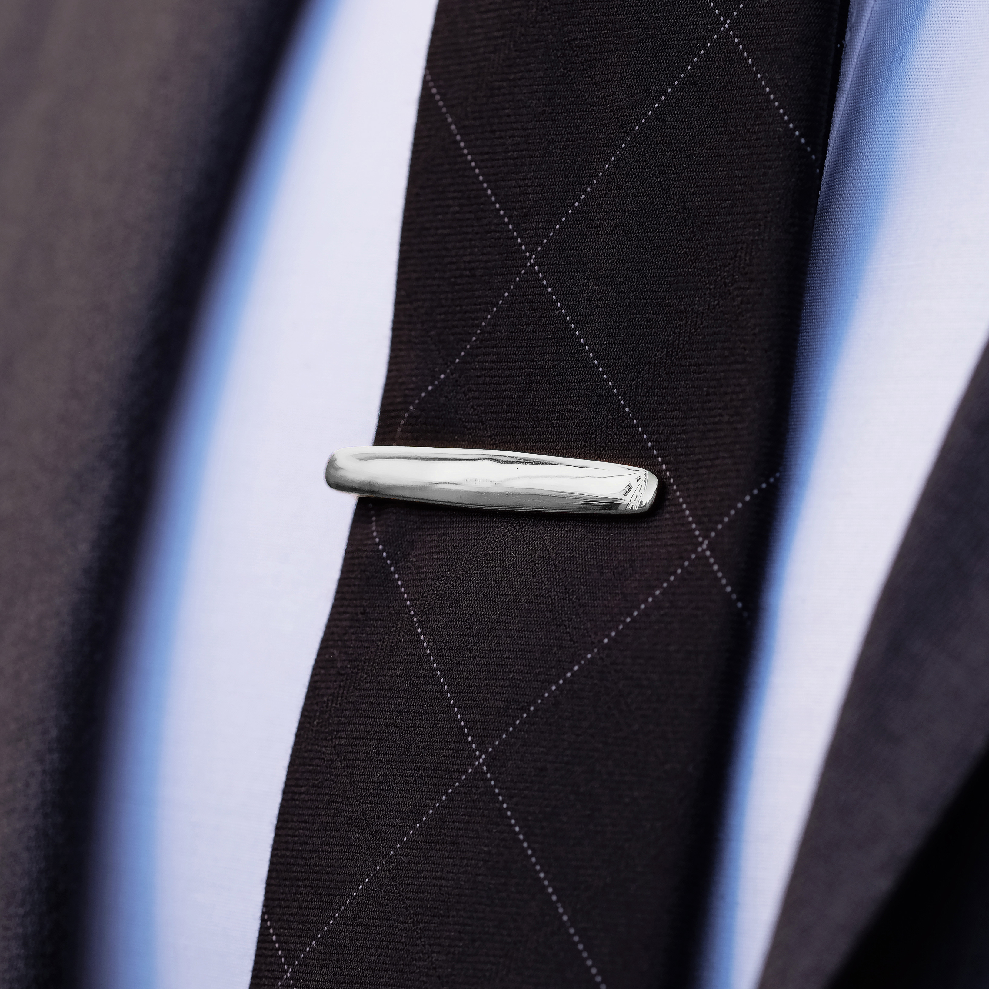 925s Silver Short Oval Tie Clip - 4