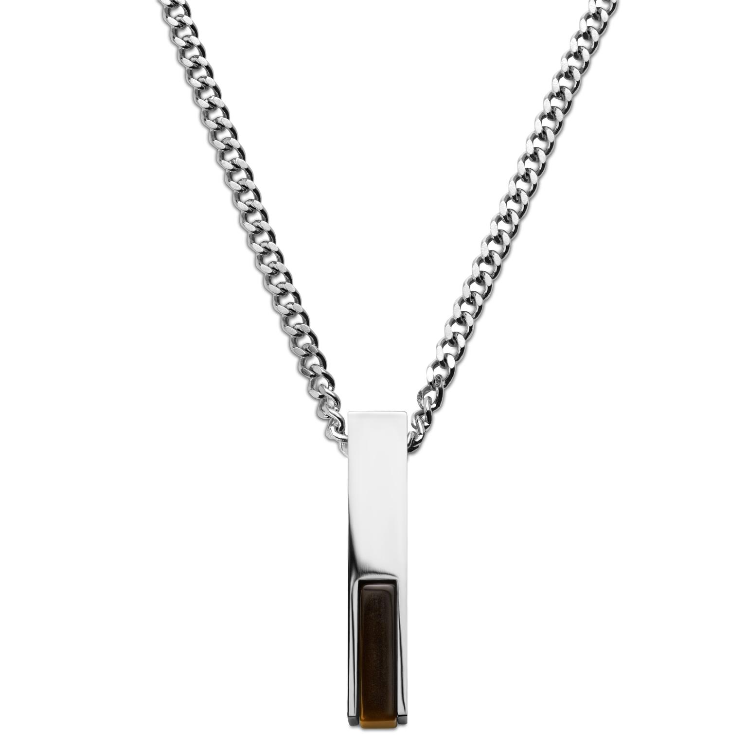 Cruz | Collar de ojo de tigre y acero inoxidable plateado Cruz | Collar de ojo de tigre y acero inoxidable plateado