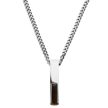 Cruz | Silver-Tone Stainless Steel & Tiger’s Eye Necklace