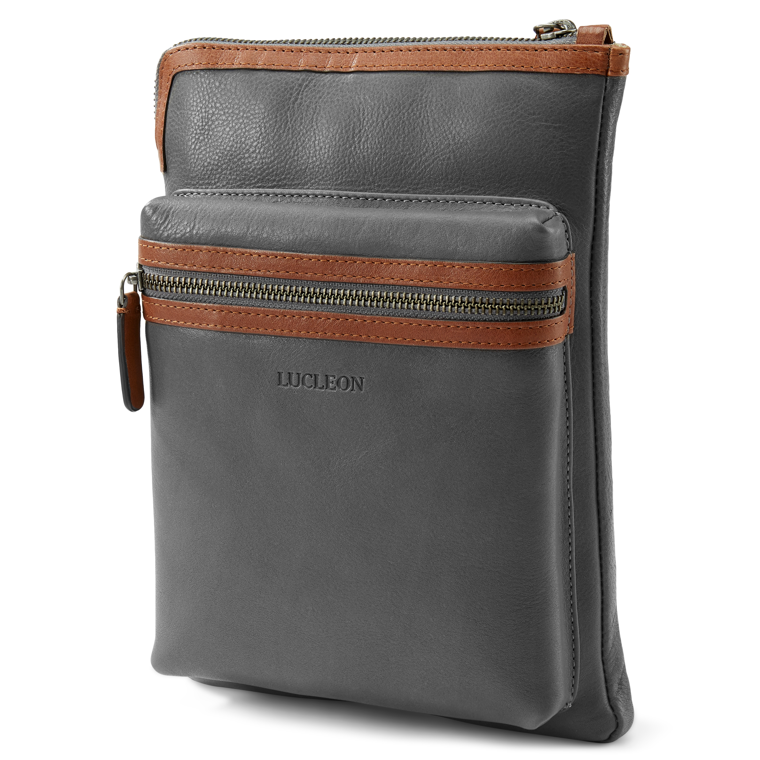 Liam Grey & Tan Leather Tablet Case  - 1