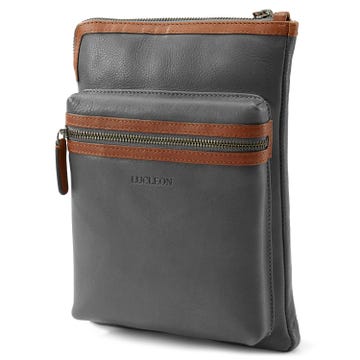Lincoln | Grey & Tan Leather Tablet Bag