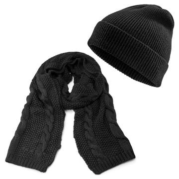 Freddi Black Urban Scarf & Kacey Black Merino Kane Beanie Freddi Black Urban Scarf & Kacey Black Merino Kane Beanie