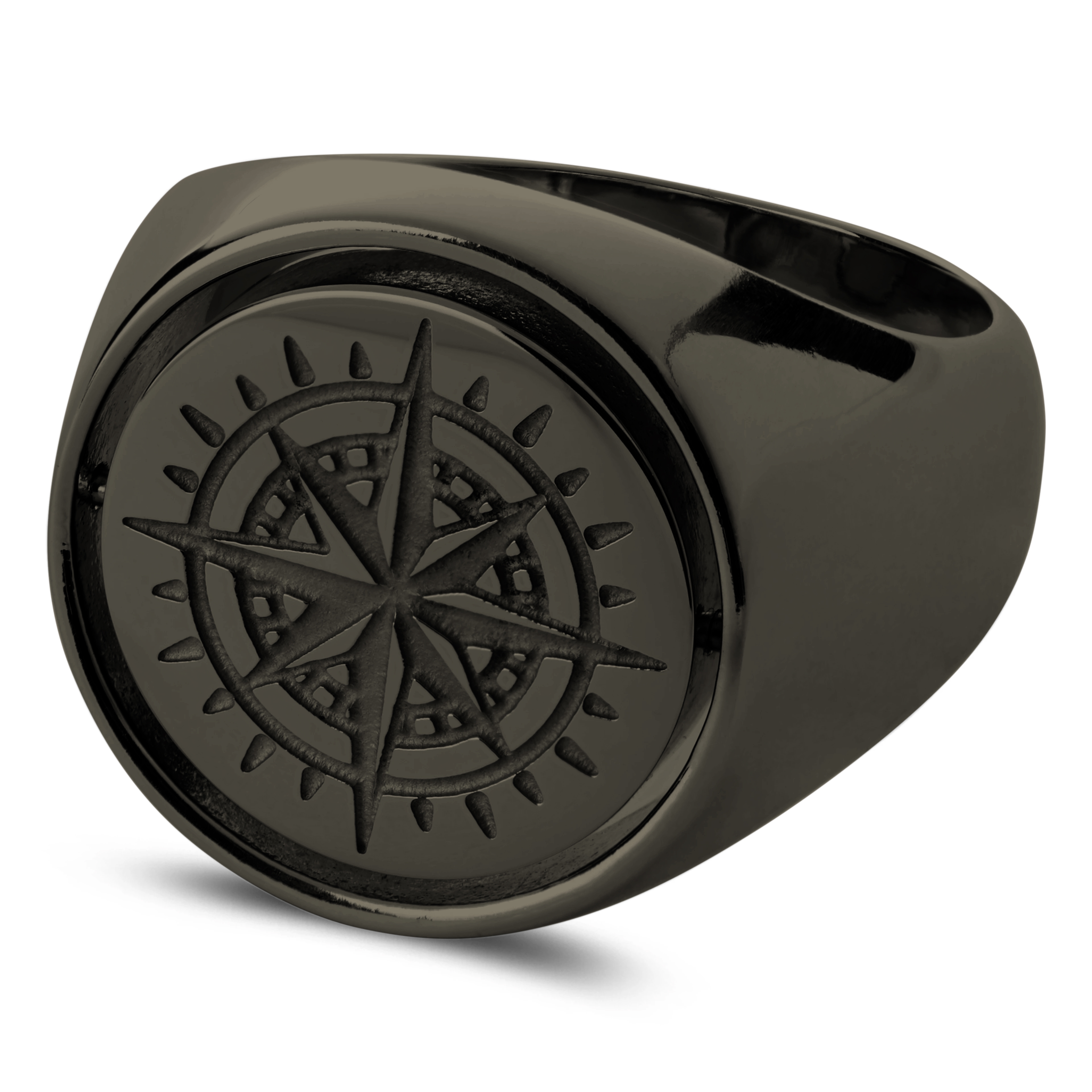 Makt | Obracający się sygnet ze spiżowo-czarnej stali nierdzewnej i czarnego onyksu - 2