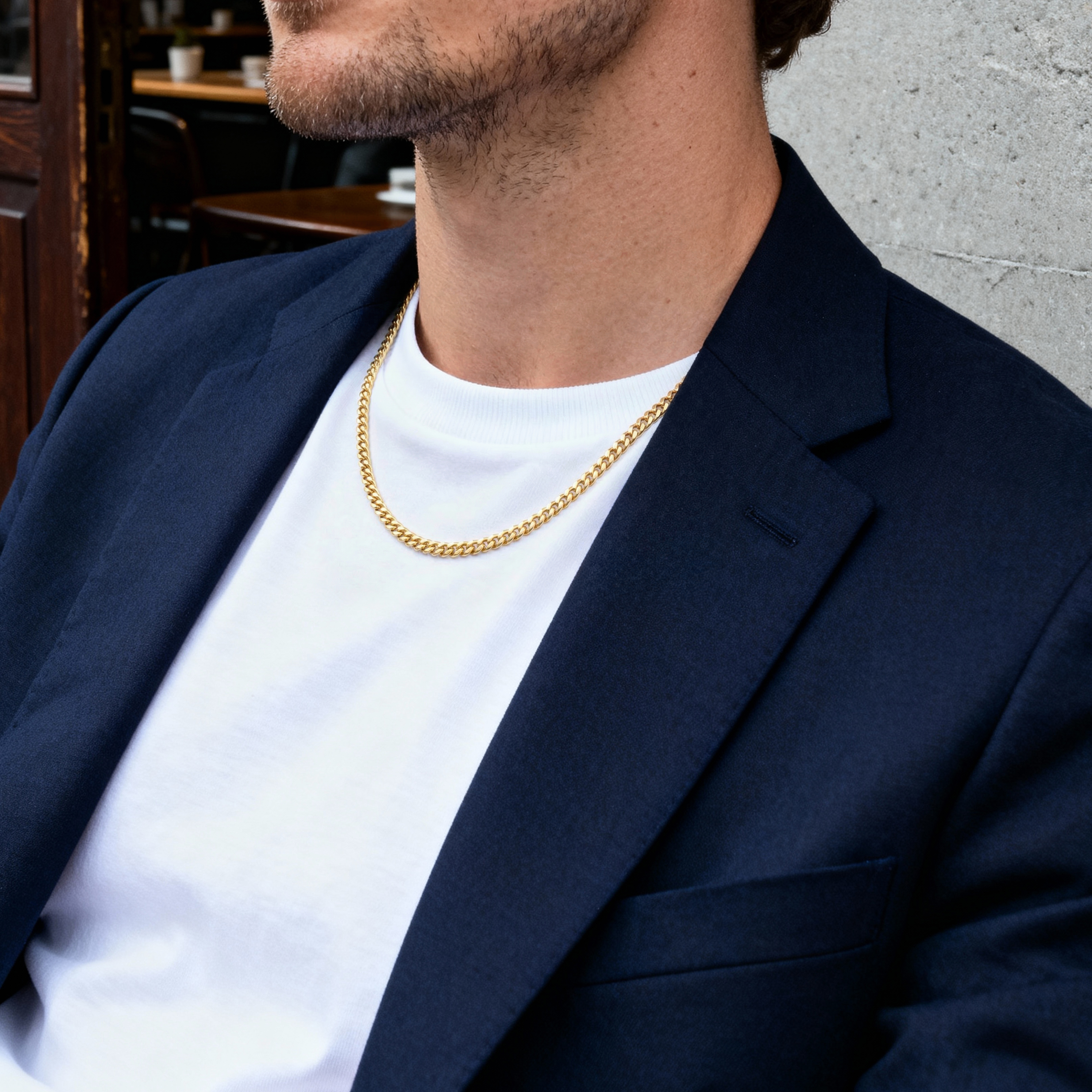 Aranyszínű acél nyaklánc - 4 mm - 4