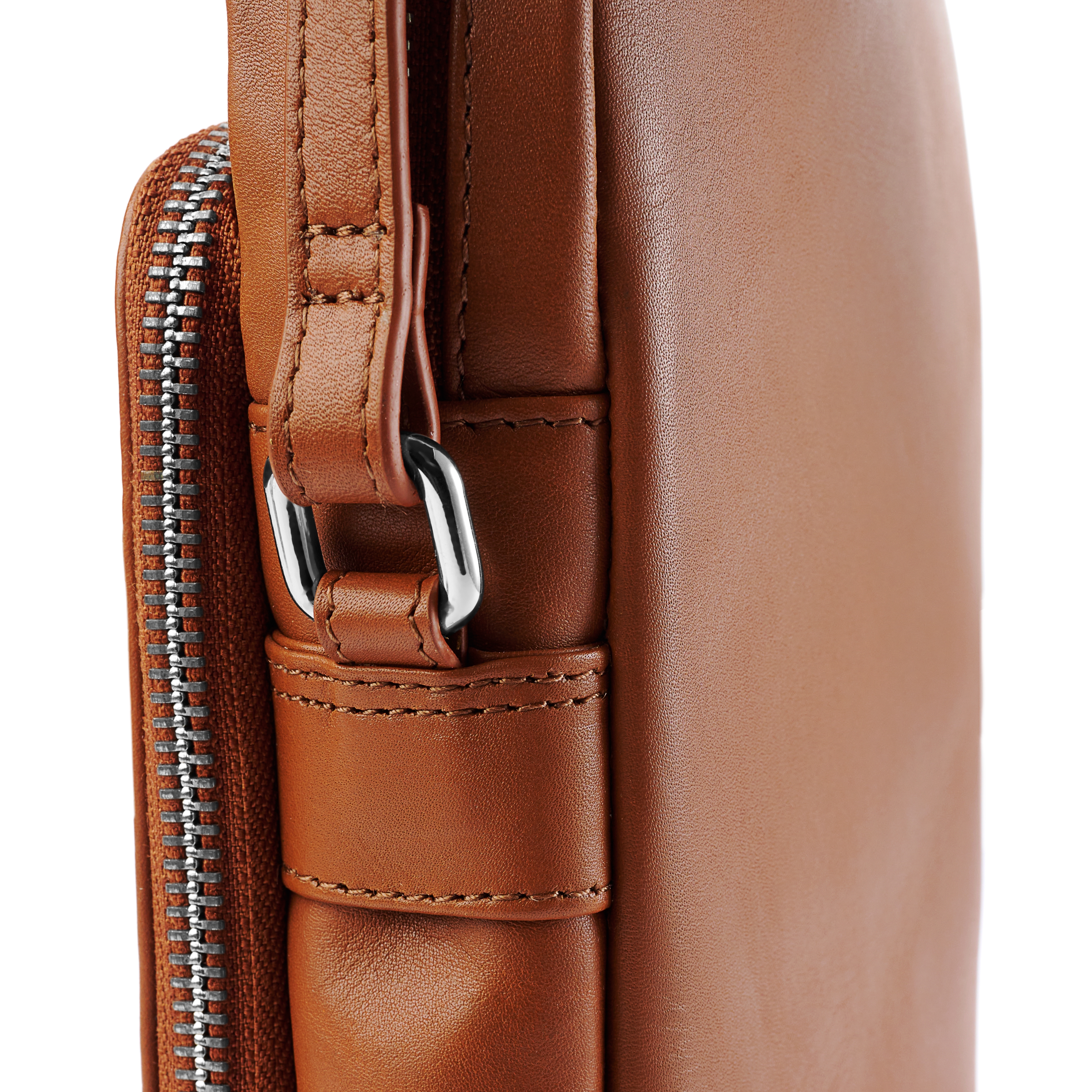 Étui pour téléphone portable en cuir cognac avec poche frontale - 5