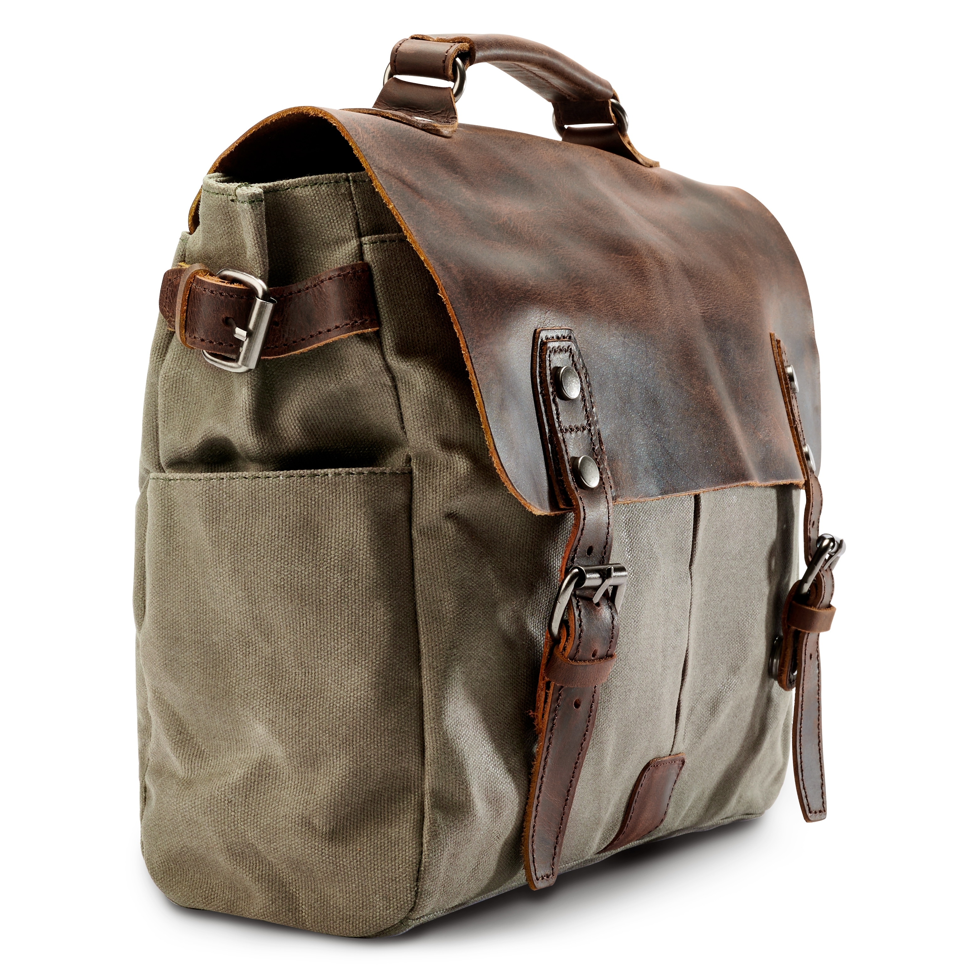 Army Green Vintage-Style Messenger Bag - 4