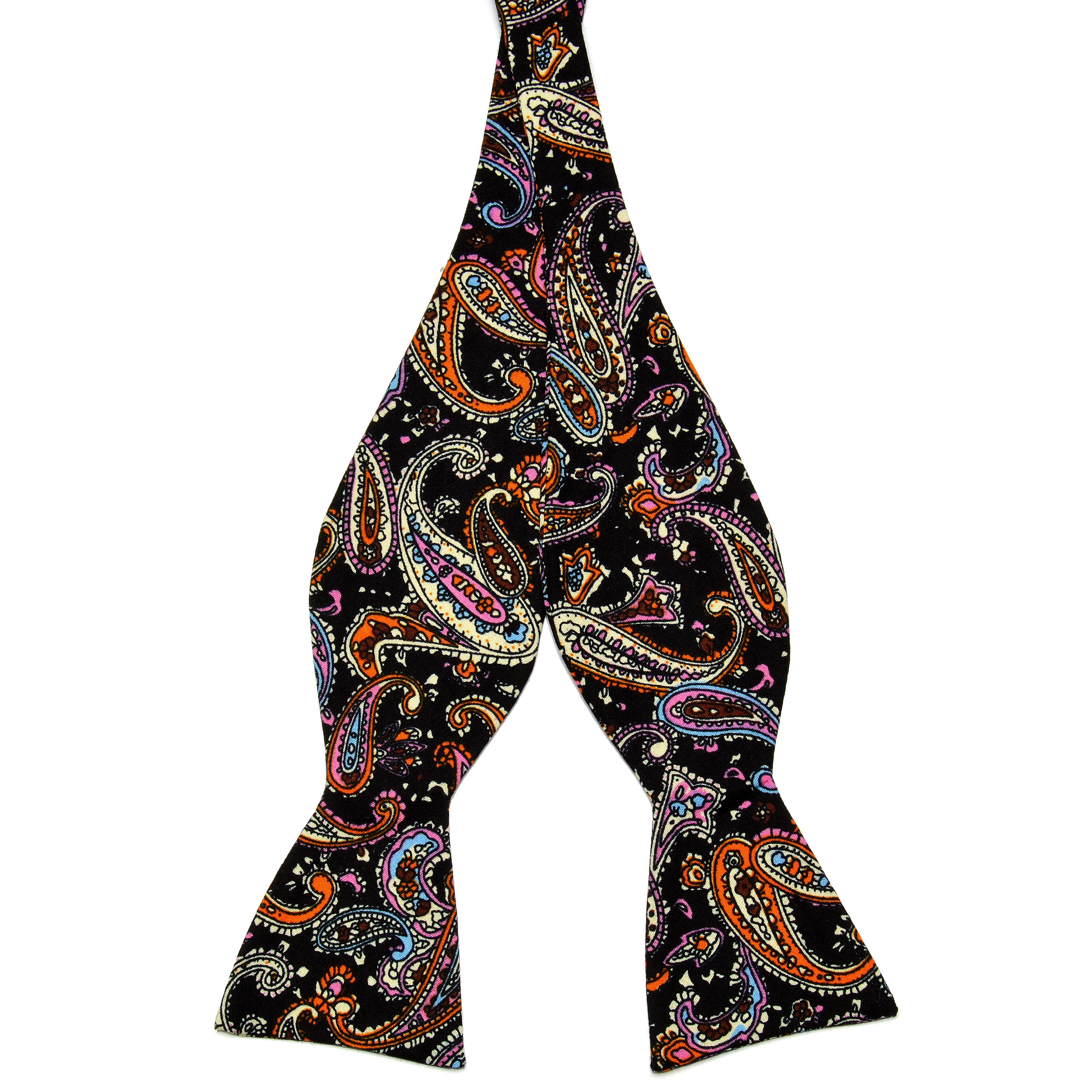 Pajarita para atar de algodón retro en negro y naranja - 1