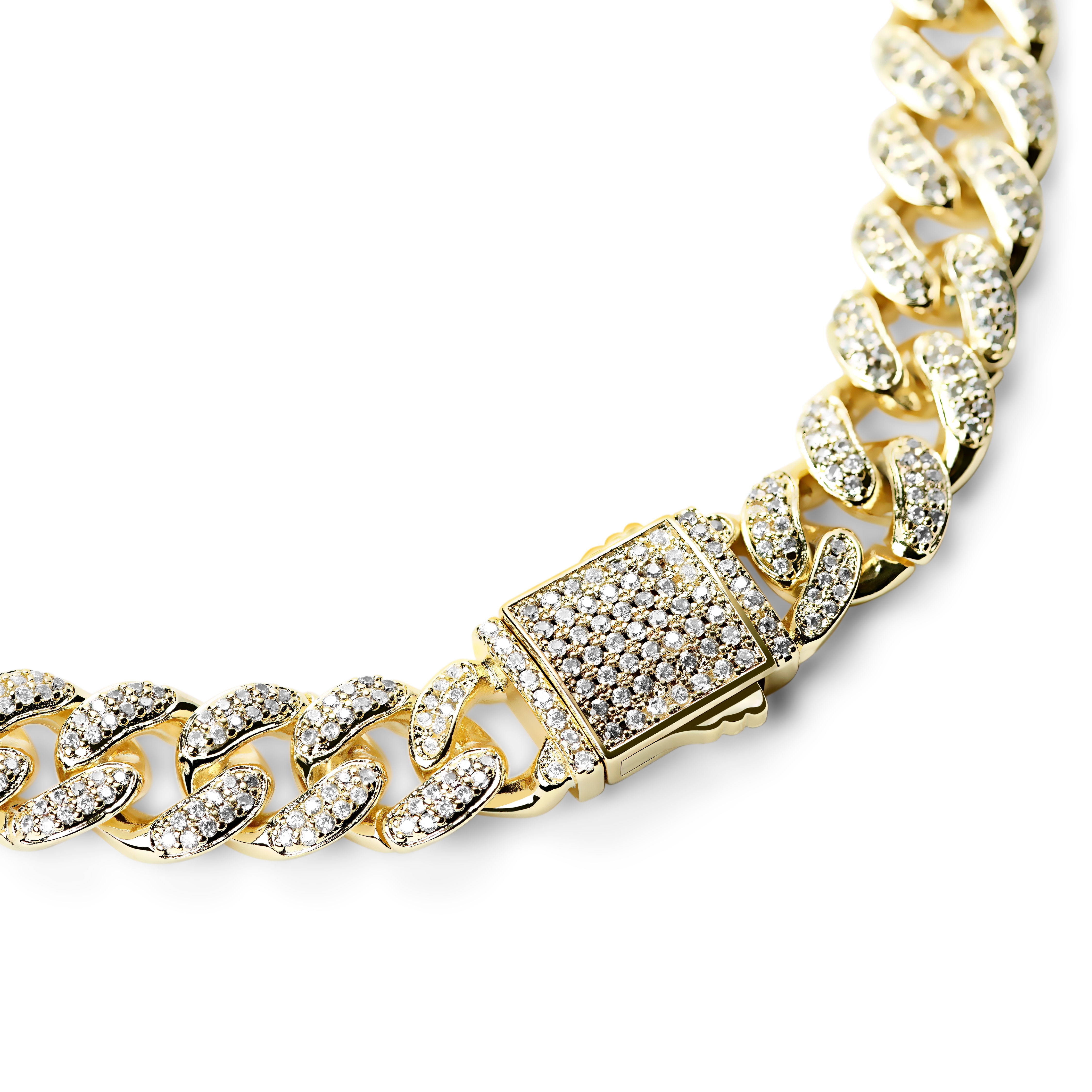 Nicos | 12 mm Iced Gold-tone Cuban Chain Zirconia Necklace - 3