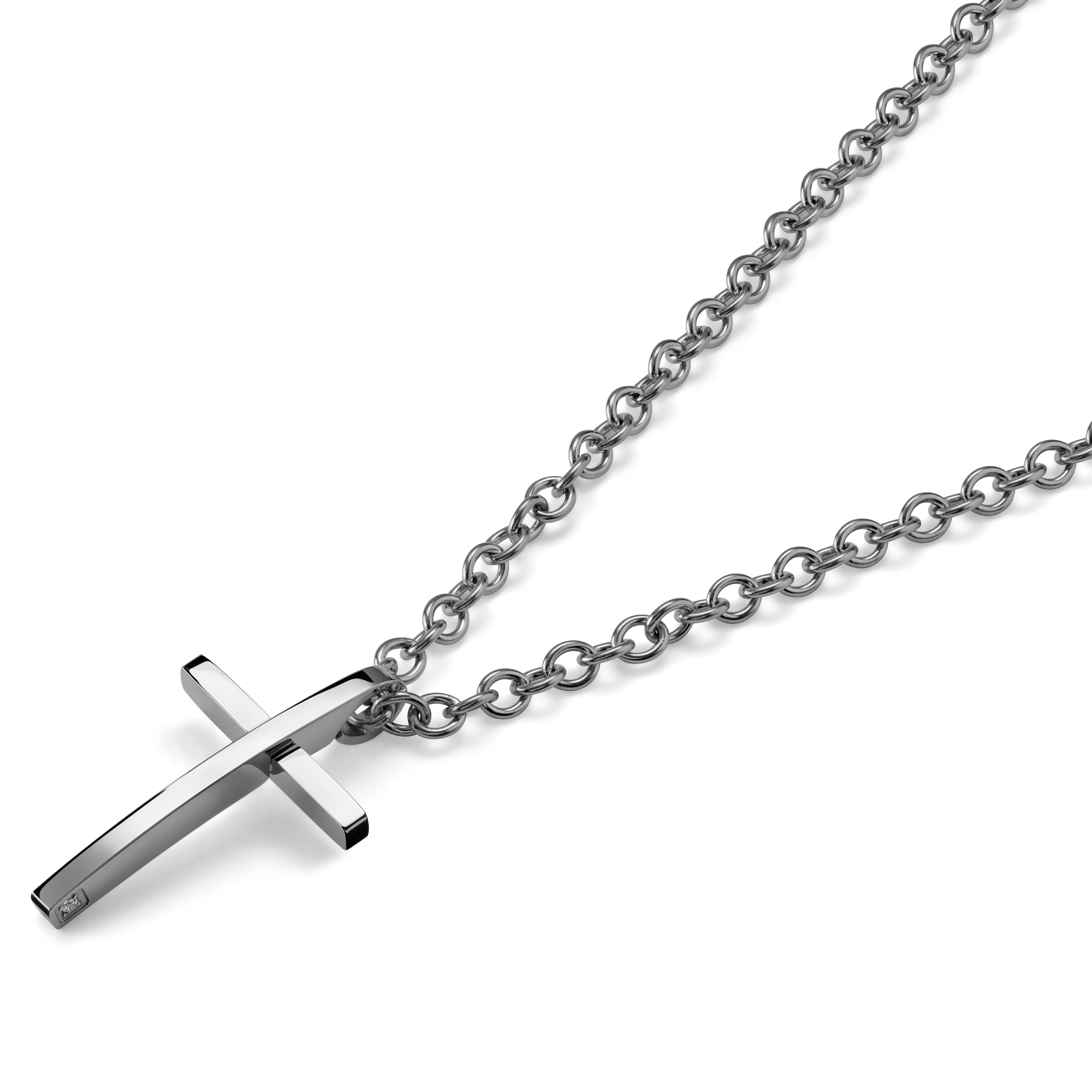 Gepolijste Stalen Kruisketting - 2