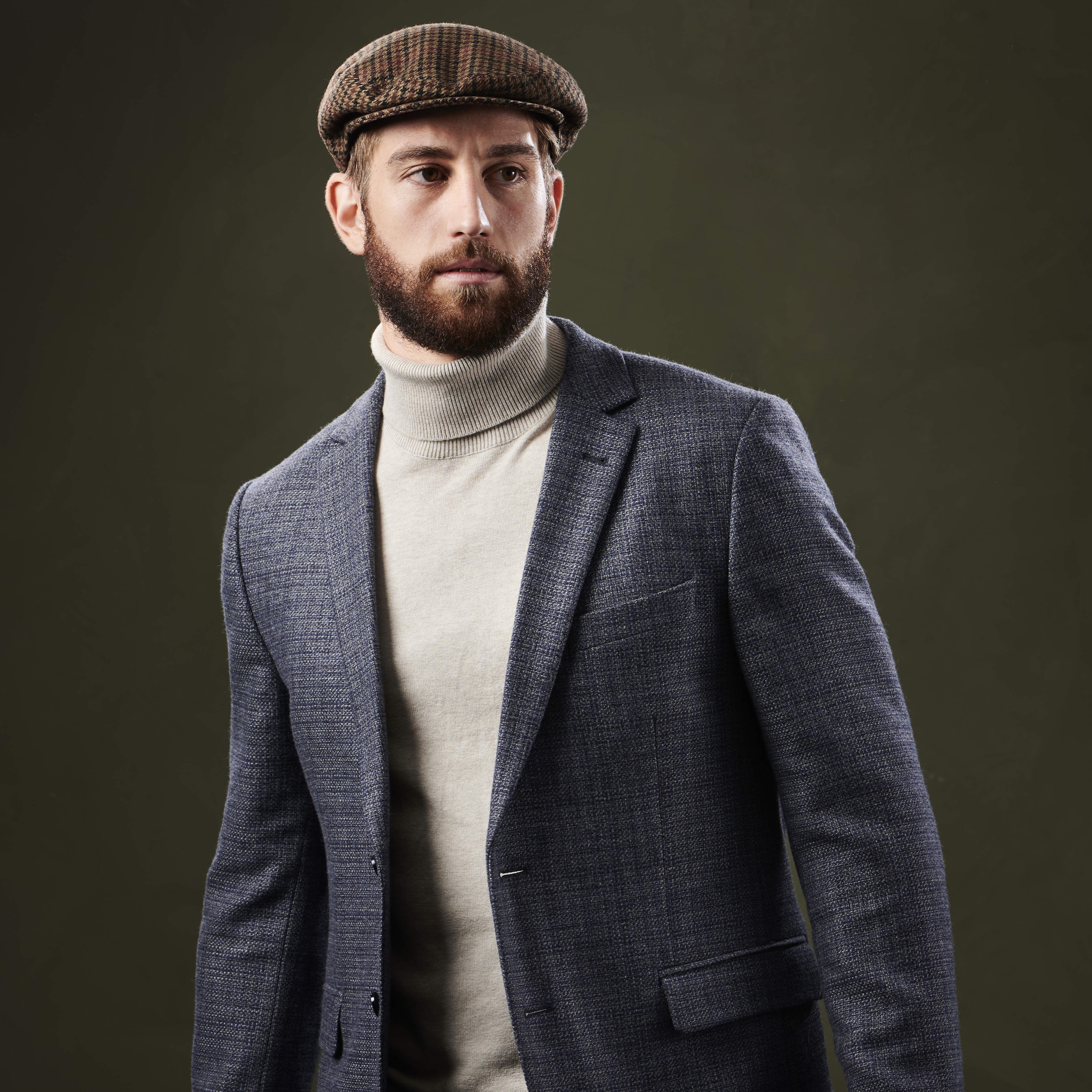 Fido, True & Light Brown Houndstooth Flat Cap, In stock!