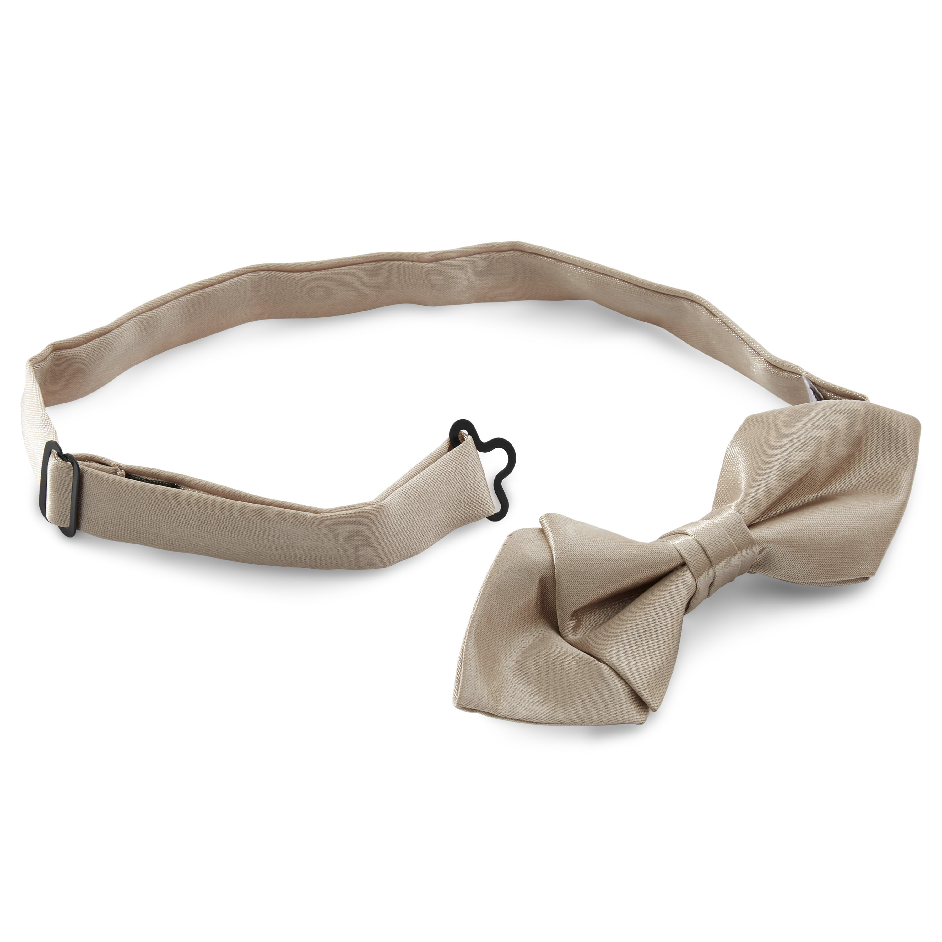 Shiny Champagne Basic Pointy Pre-Tied Bow Tie - 2