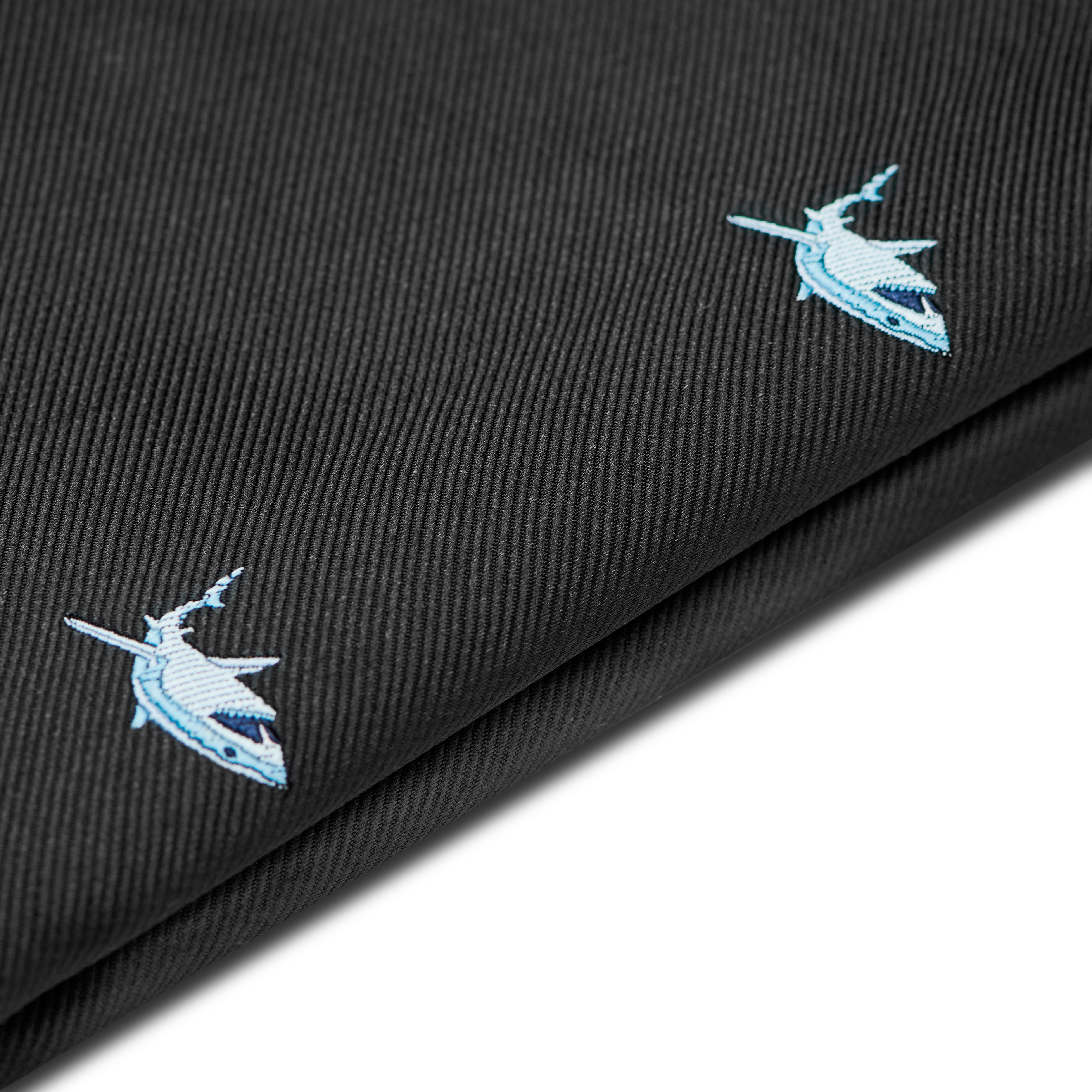 Black Double-Sided Pocket Square with Sharks - 2