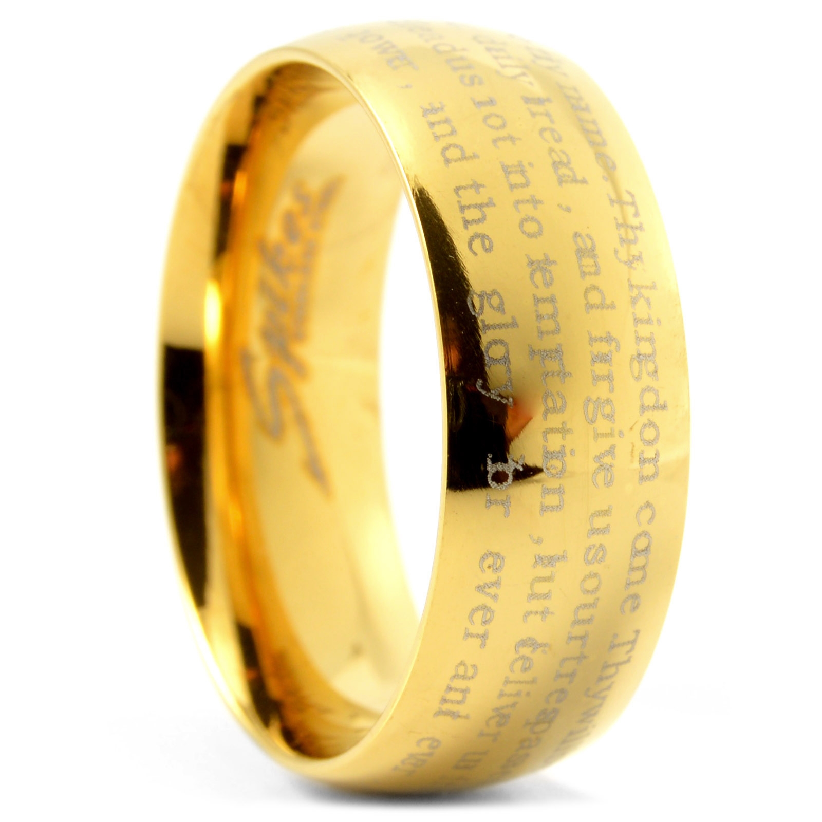 Goudkleurige Stalen Ring met Kruis - 1