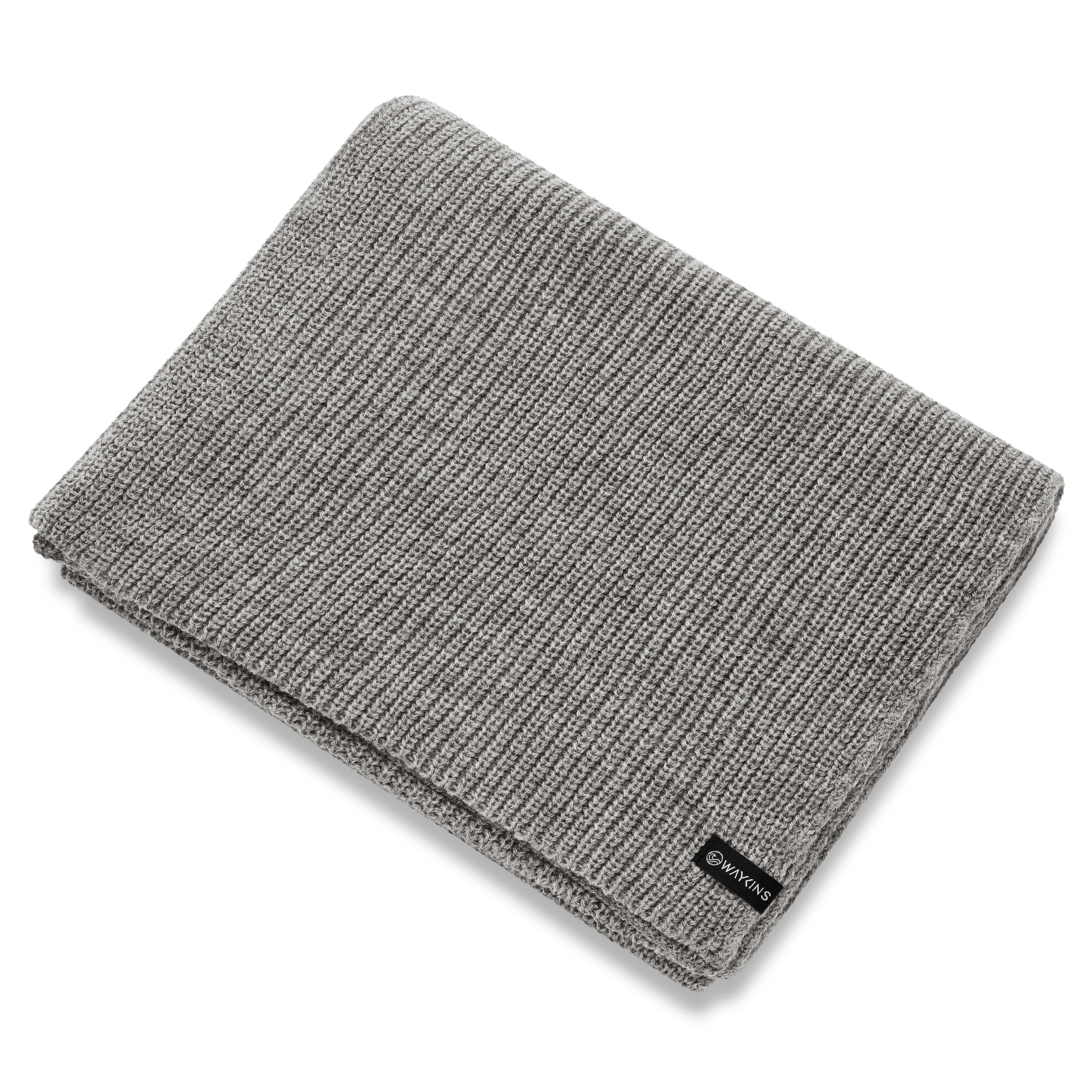 Baltic | Rebrovaný pletený akrylový šál v sivej farbe - 3