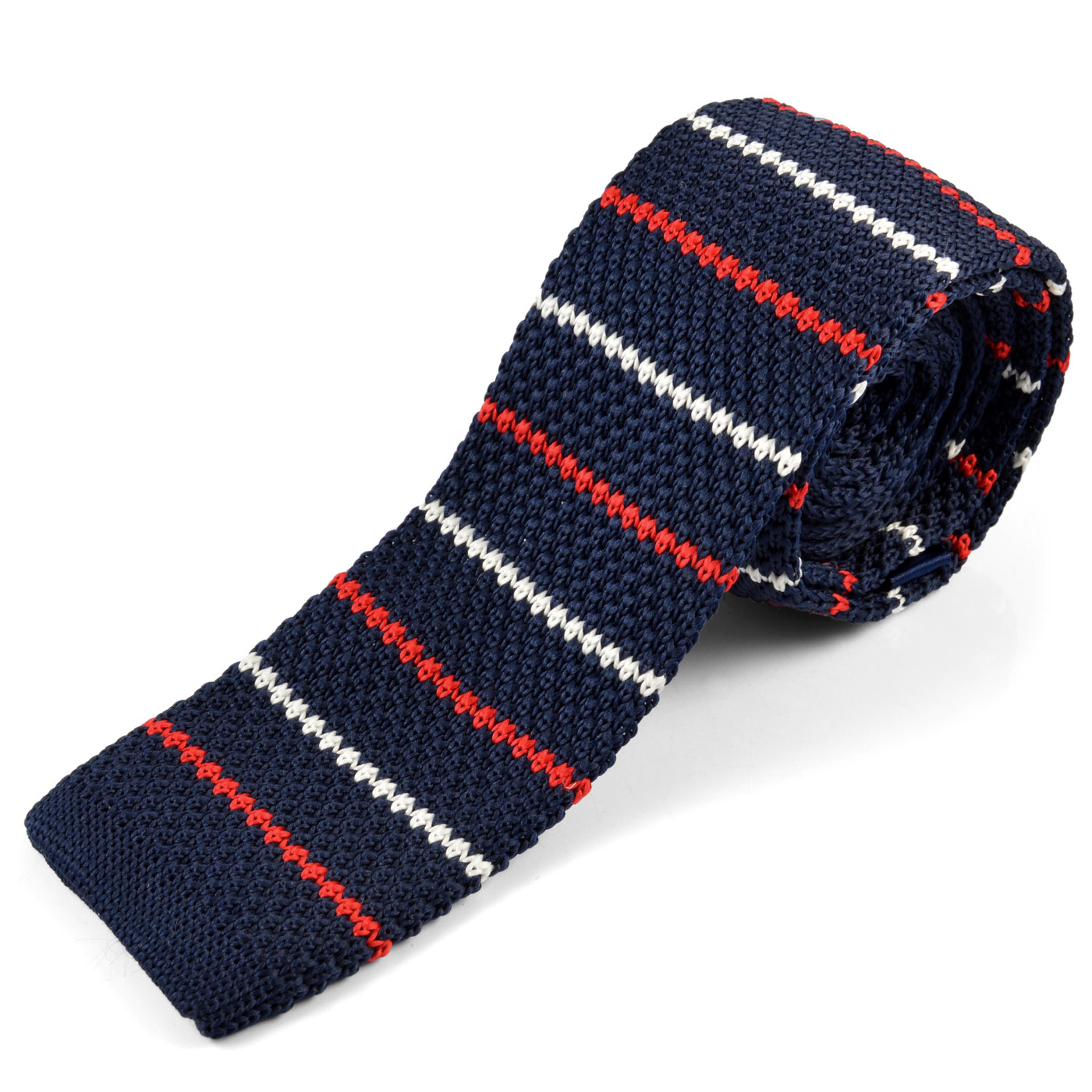 Pletená kravata v námořnické modré s pruhy