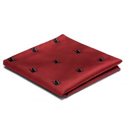 Burgundy Double-Sided Pocket Square with Pianos