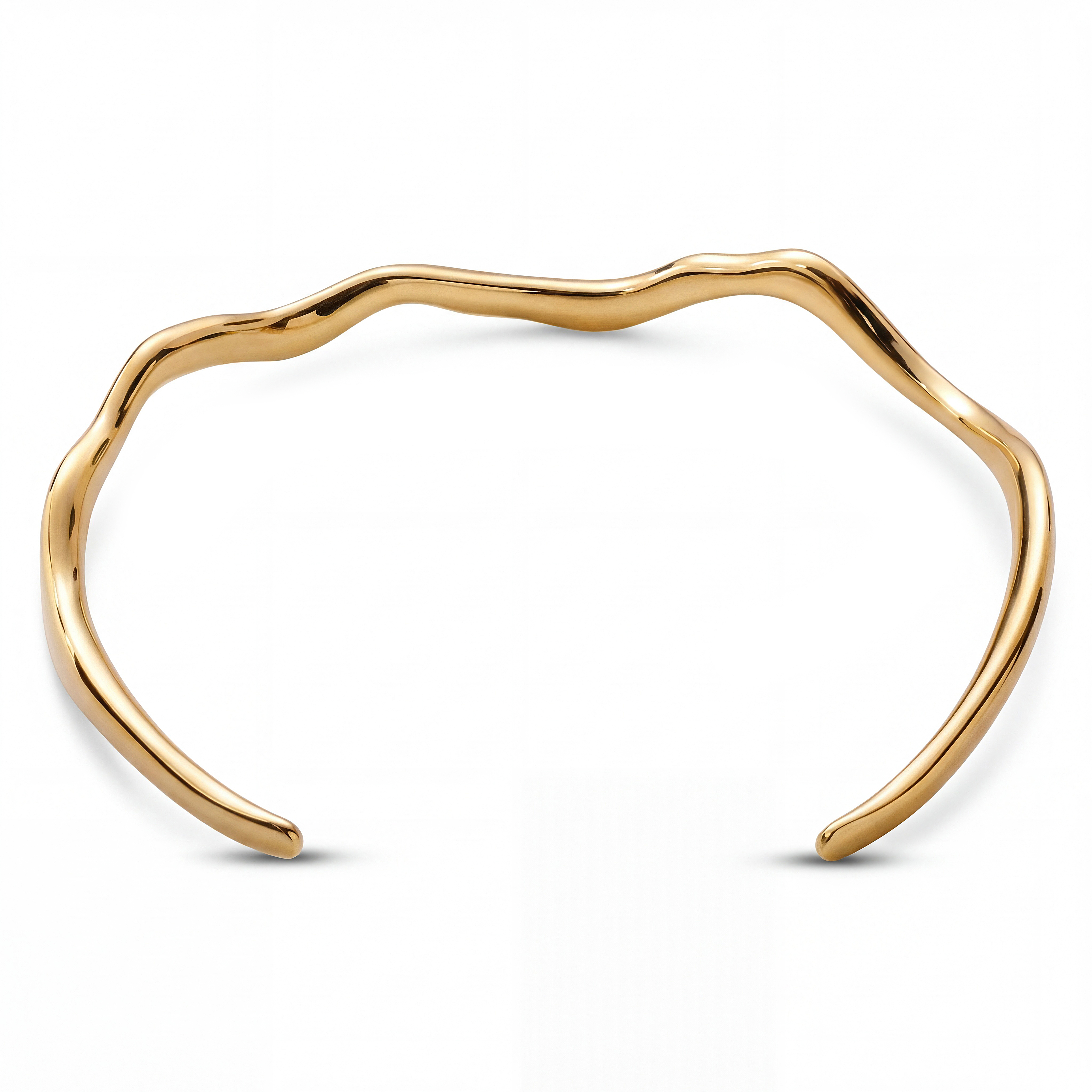 Magma | 5mm Gold-Tone Stainless Steel Bold Wavy Cuff Bracelet - 2