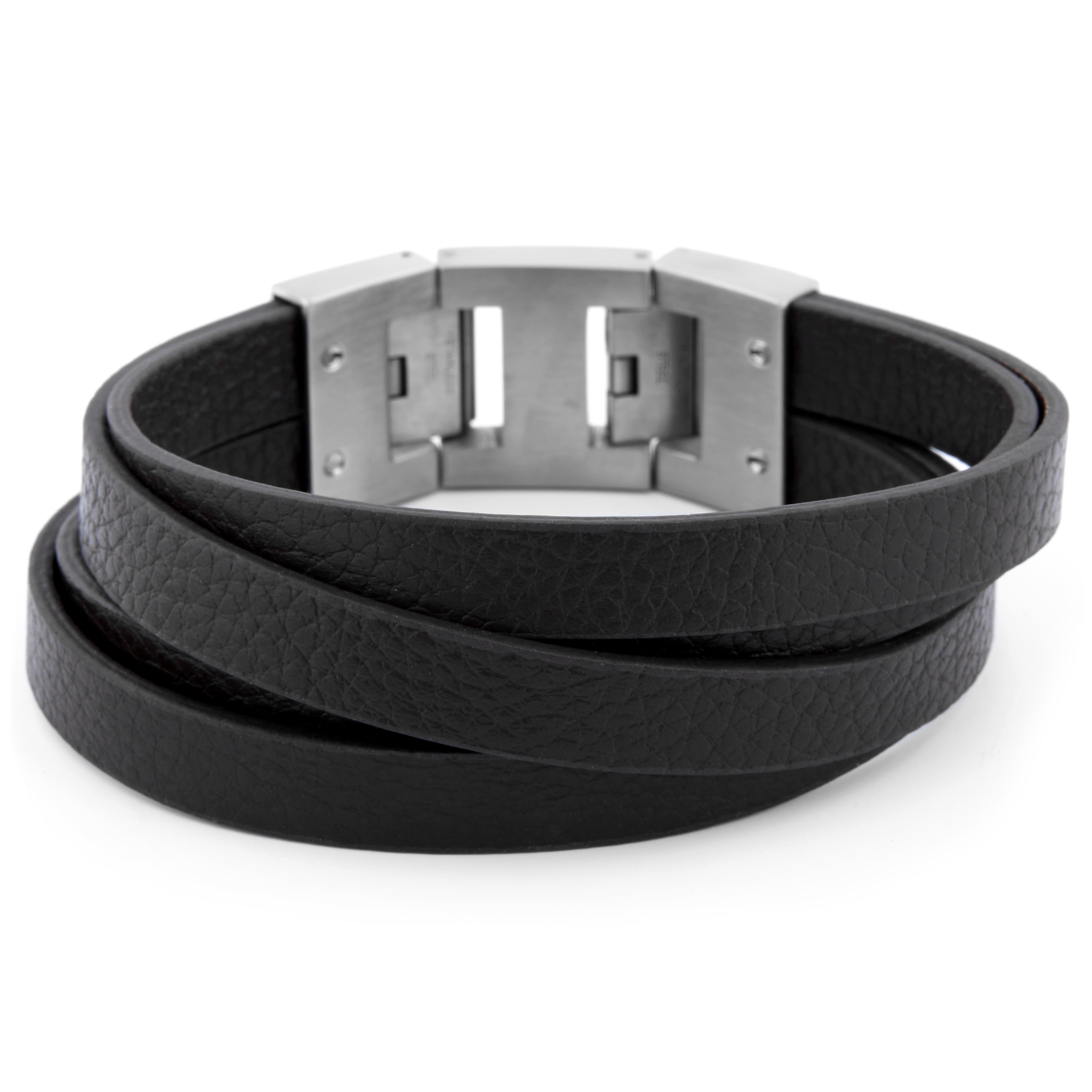 Pulsera de cuero negra Urban Revival - 3