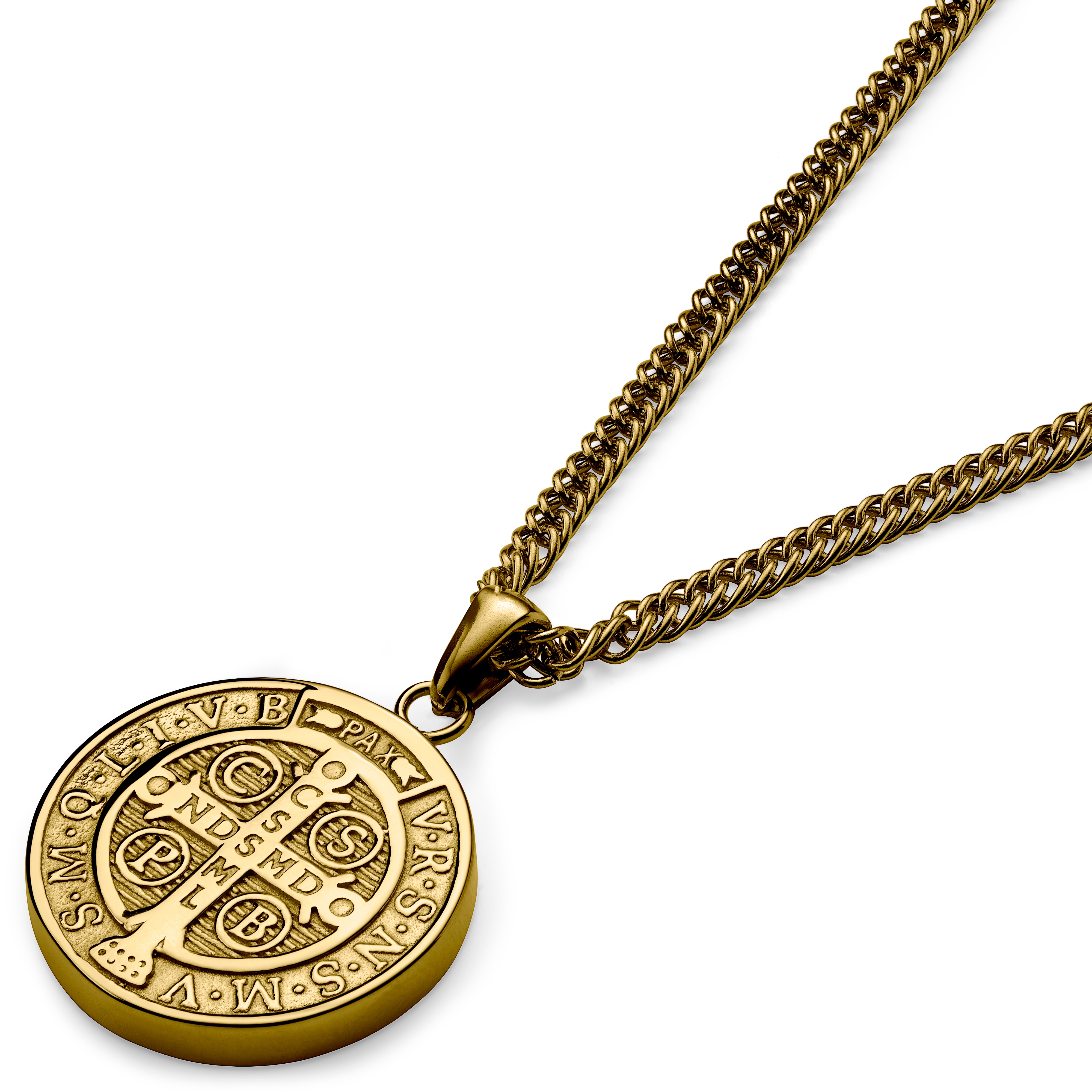Sanctus | Gold-tone St. Benedict Medal Necklace - 6