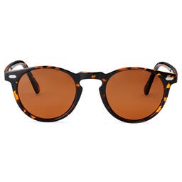 Tortoise Shell & Brown Round Polarised Sunglasses