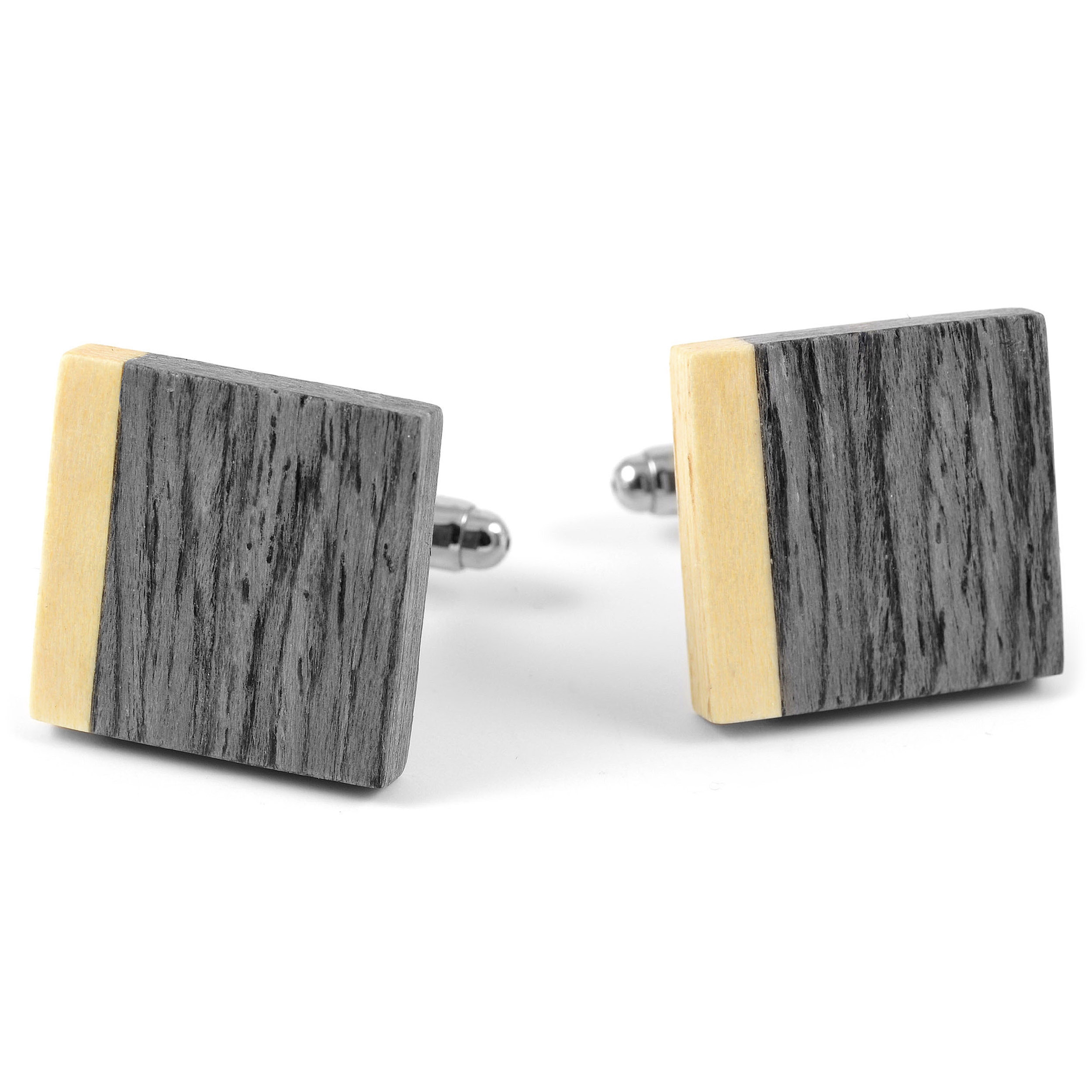 Grauer Eichenholz Set aus Krawattenspange und Manschettenknöpfen - 6