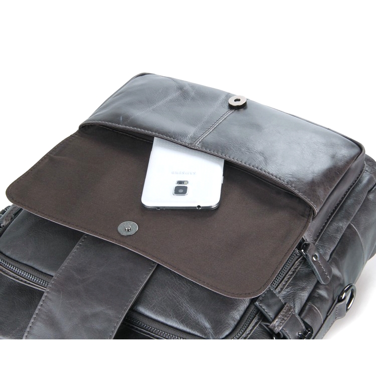 Olijfgroene Leren Rugzak / Satchelli - 6