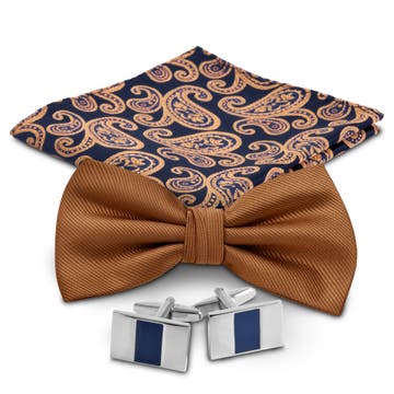 Cognac and Navy Suit Accessory Set Cognac and Navy Suit Accessory Set